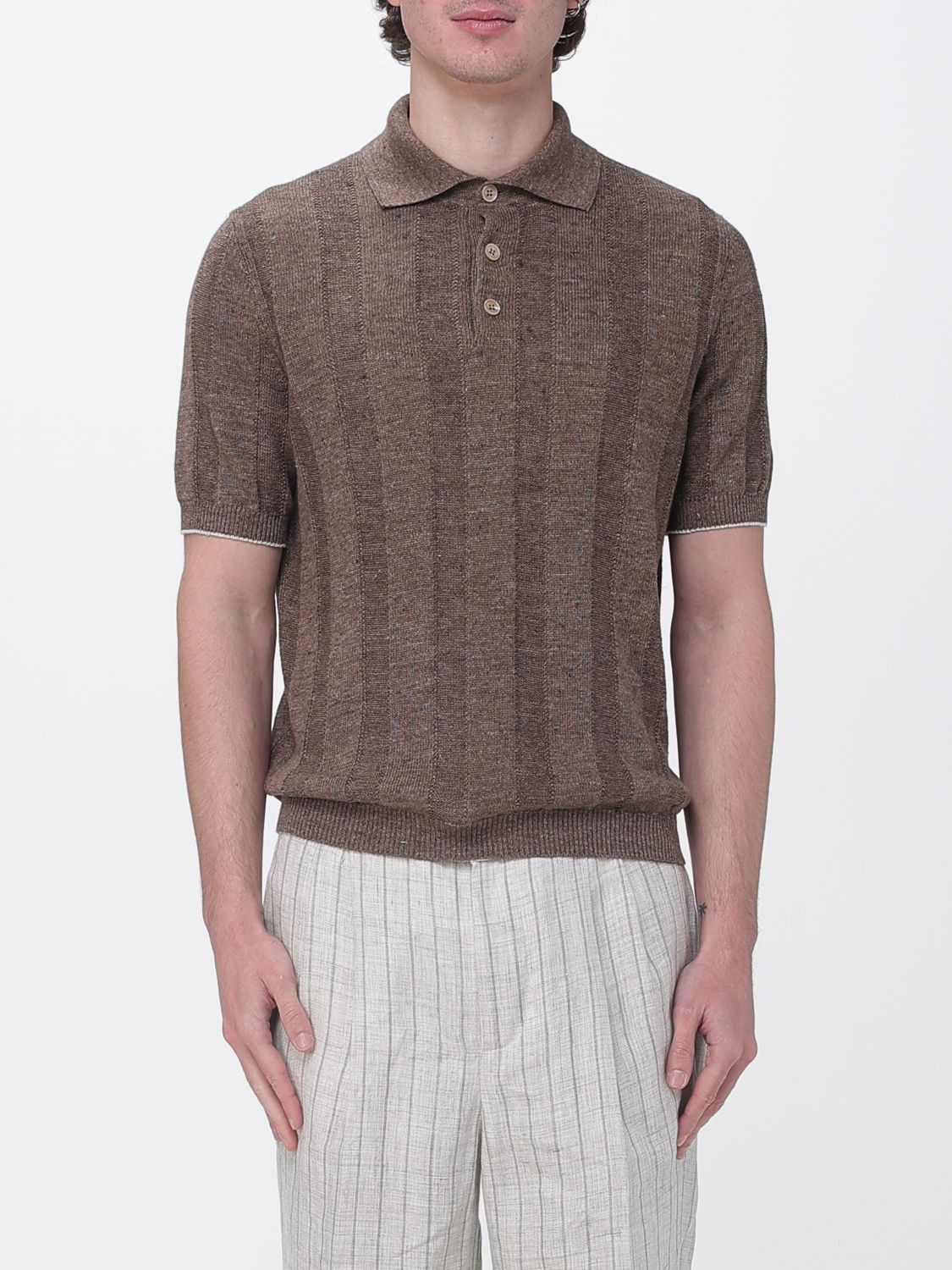 Brunello Cucinelli Brunello Cucinelli Polo Shirt Men Brown Size US L / EU 52-54 / 3 - 1 Thumbnail