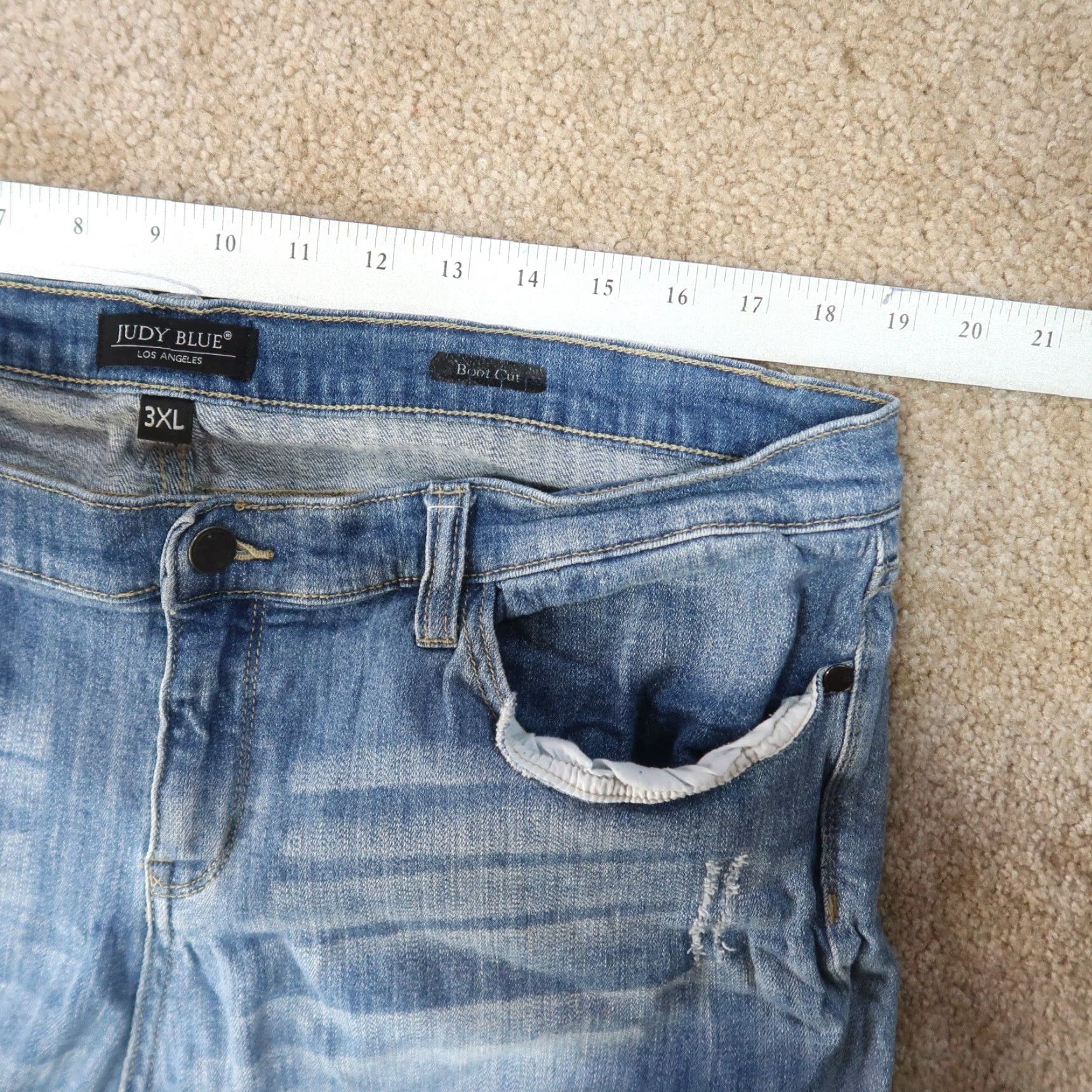 Vintage Judy Blue Jeans Women's 3XL High Rise Bootcut Denim Blue Stretch Regular 38x32 Modern Classic 5-Pocket Zip Button Jeans Size 40" / US 18 - 7 Thumbnail