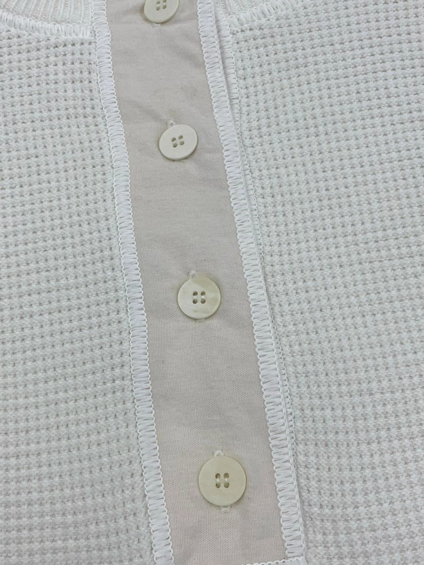 The Row The Row Henley Neck Waffle Knit White Sweater XS Size US XS / EU 42 / 0 - 2 Thumbnail