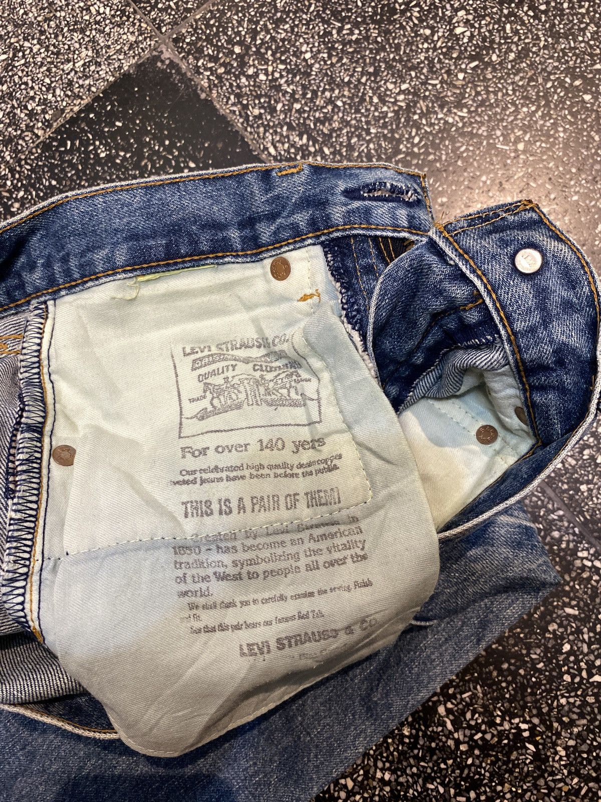 Levi's × Levi's Vintage Clothing 90s Levis 502XX Big E Selvedge Red Line Jeans Blue Washed Size US 27 - 8 Thumbnail