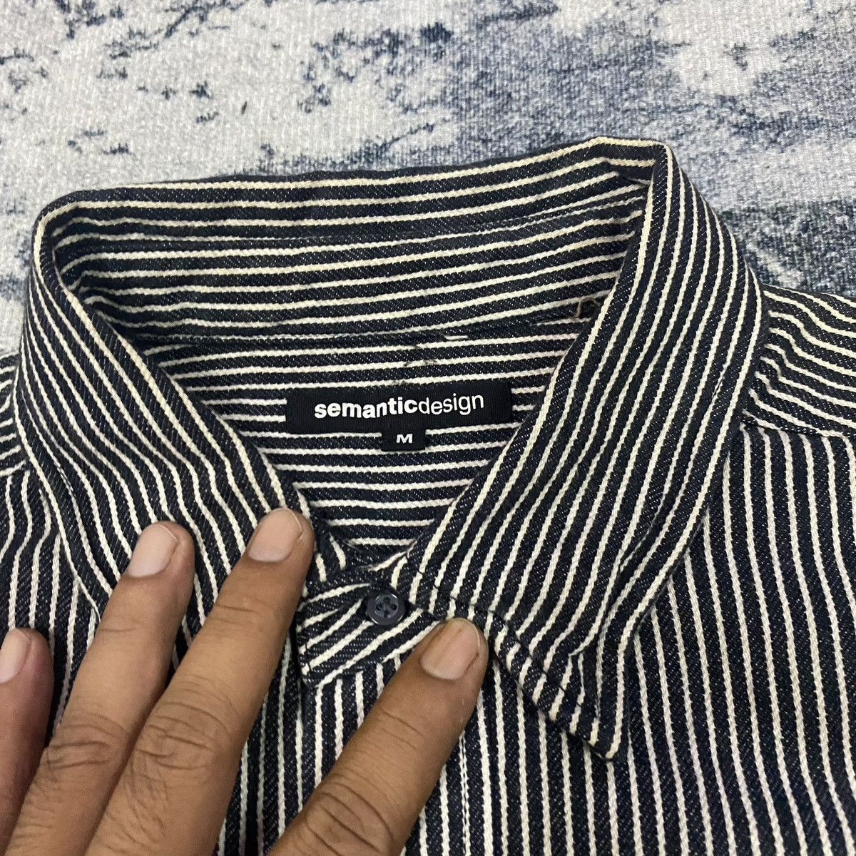 Japanese Brand × semanticdesign Vintage Sematic Design Hickory Stripes Button Up Size M / US 6-8 / IT 42-44 - 5 Thumbnail