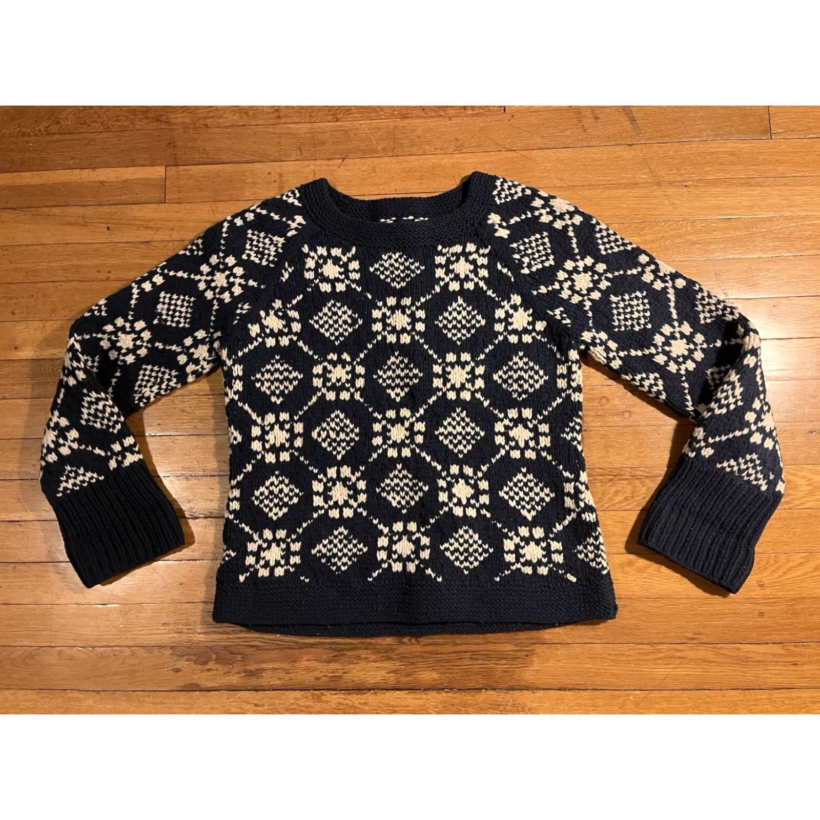 American Eagle Outfitters VINTAGE American Eagle Outfitters Hand Knit Fair Isle Sweater Women’s XL Blue Size XL / US 12-14 / IT 48-50 - 2 Thumbnail