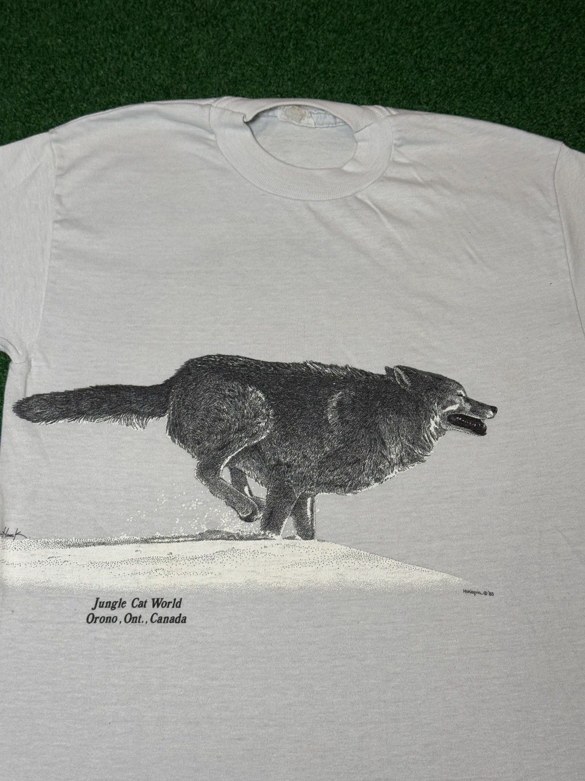 Vintage Vintage 80s Jungle Cat World Gray Wolf Canada Animal T Shirt Size US M / EU 48-50 / 2 - 2 Thumbnail