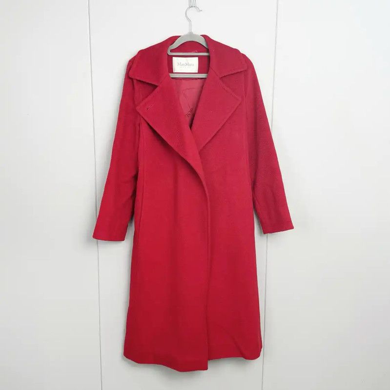 MaxMara Red Silk Long Women's Coat 0089
