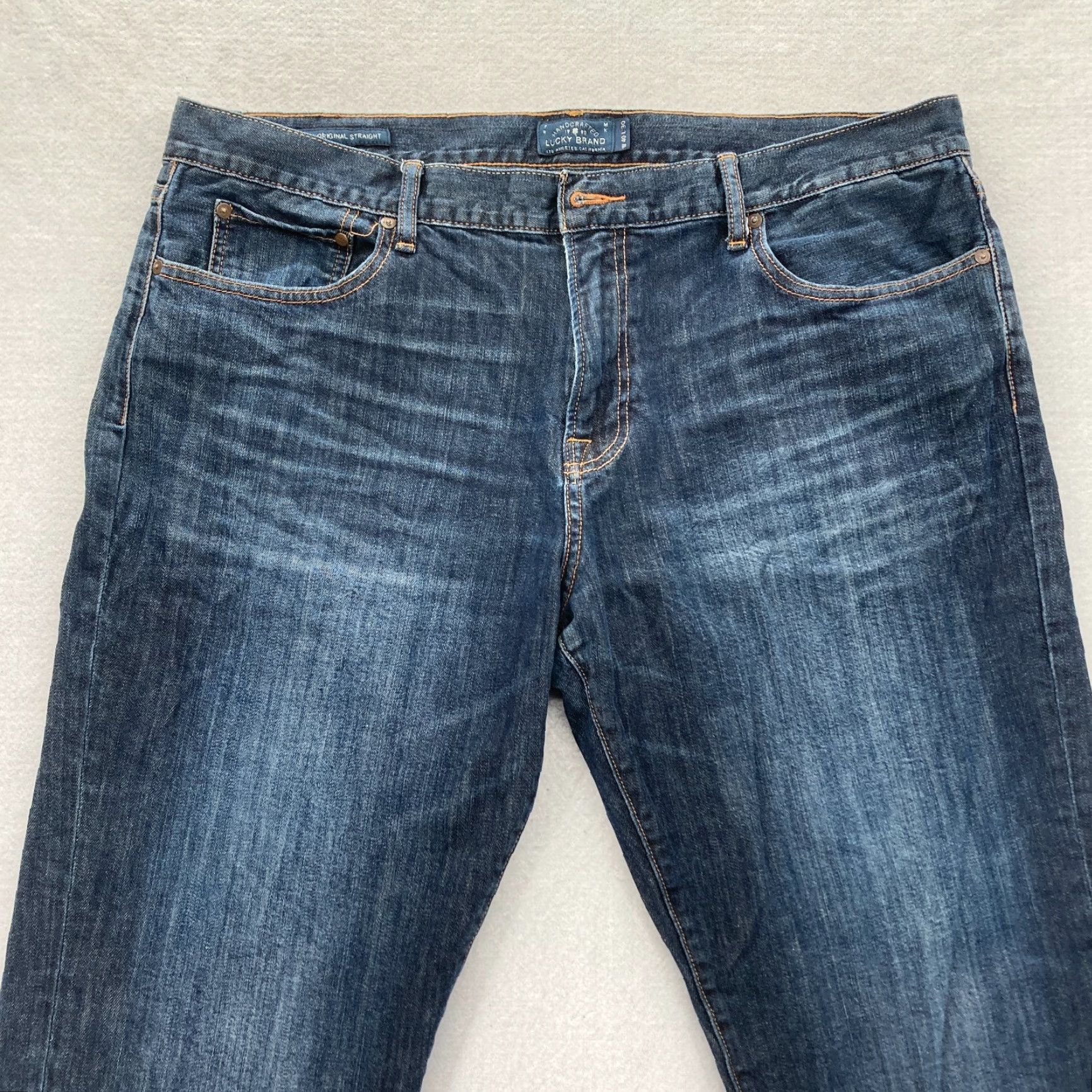 Lucky Brand Lucky Brand 221 Original Straight Mens 40x30 Dark Wash Blue Denim Jeans Mid Rise Jeans Size US 40 / EU 56 - 2 Thumbnail