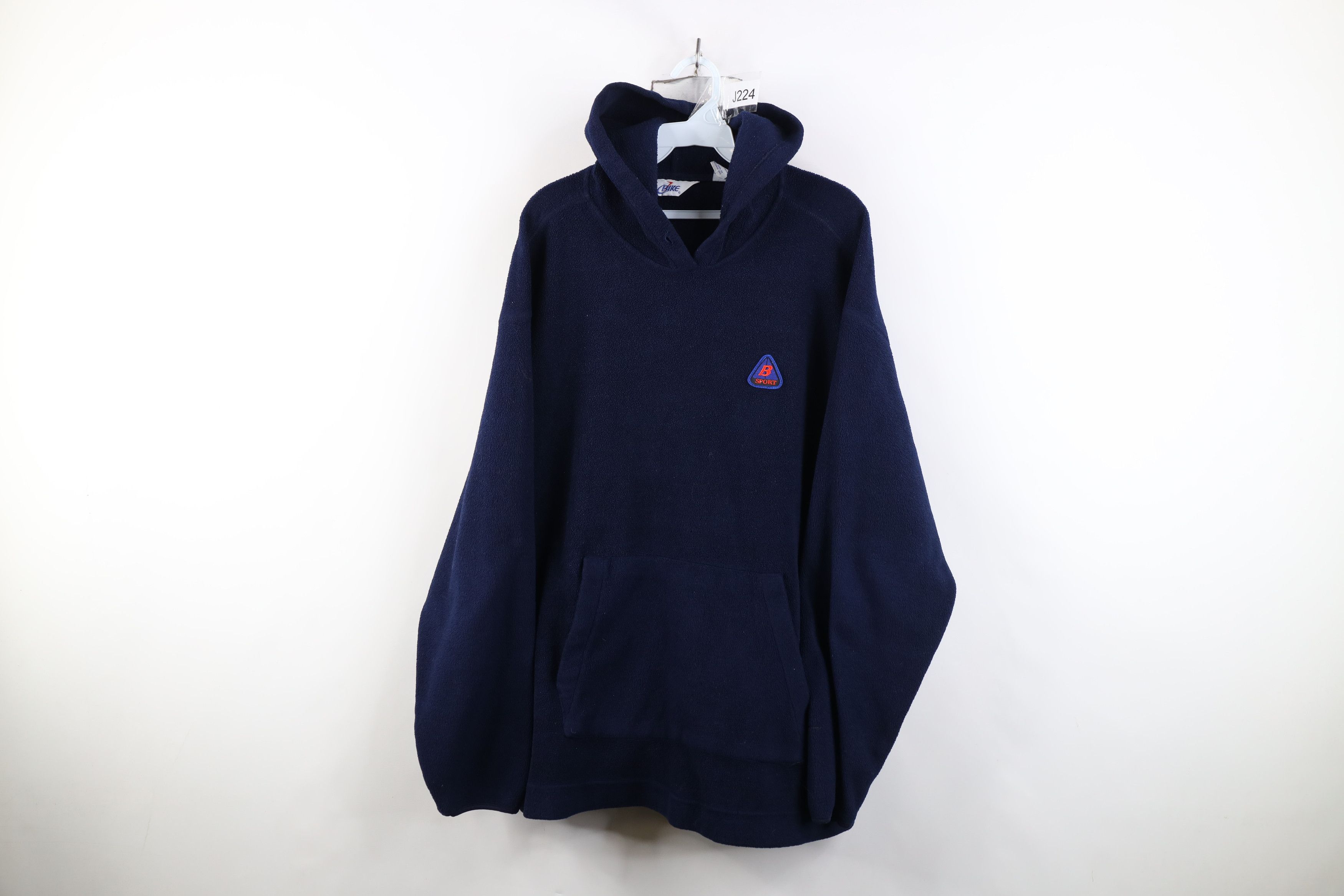 Vintage Vintage 90s Bike Baggy Fit Fleece Hoodie Sweatshirt Blue Size US XL / EU 56 / 4 - 1 Thumbnail