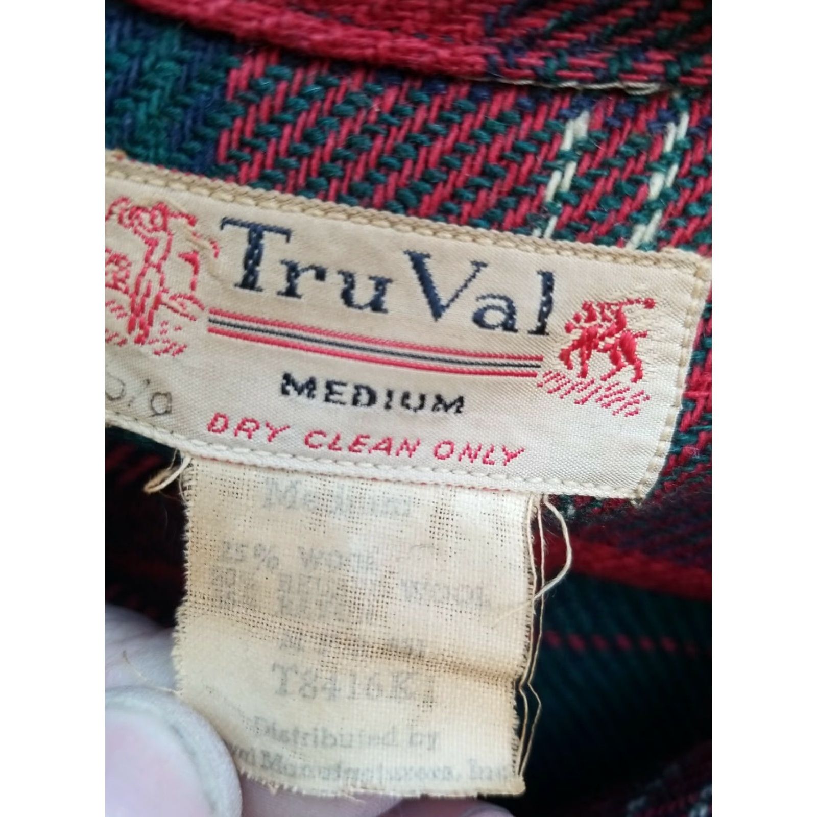 Vintage VINTAGE Tru Val Plaid Flannel Shirt Wool Rayon Button-Front Medium Red Rockabilly 1950s Mens Size US M / EU 48-50 / 2 - 2 Thumbnail