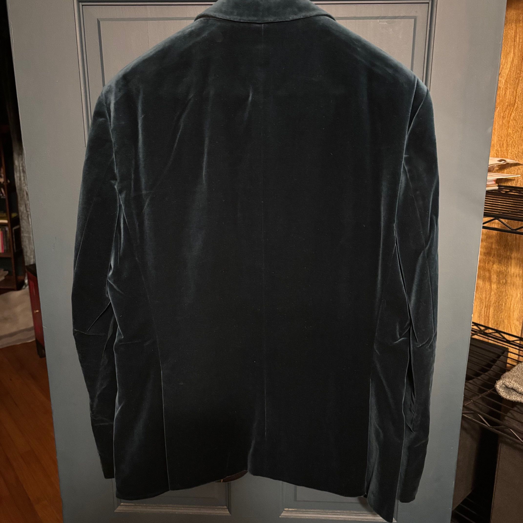 Hugo Boss HUGO BOSS - Cotton Velvet Tuxedo Jacket - Turquoise Size 46R - 7 Thumbnail