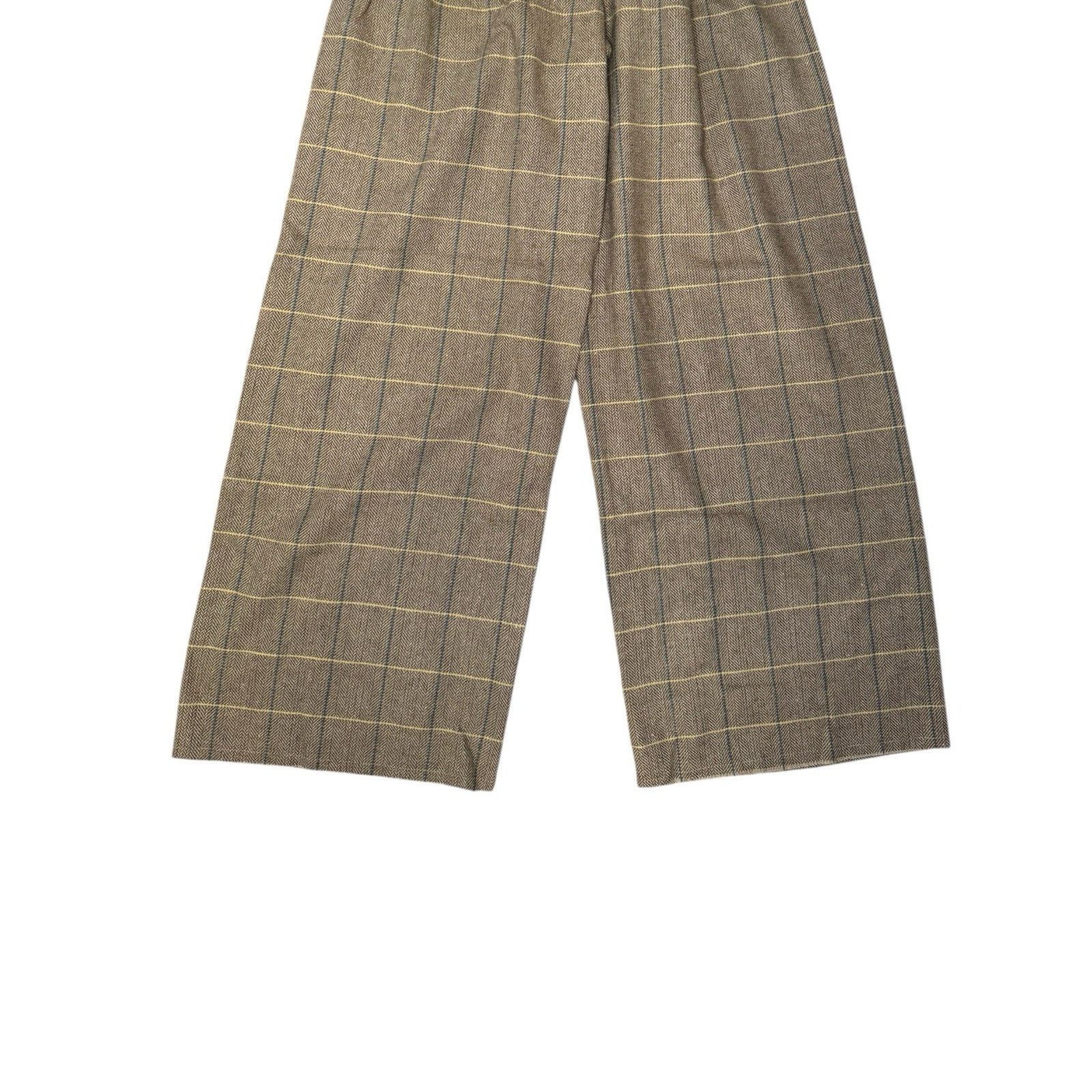 Other Weili Zheng NEW Wide Leg Trousers Check Herringbone Tan Size 26" / US 2 / IT 38 - 6 Thumbnail