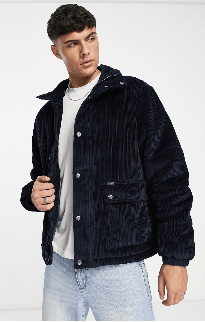 Lee Lee 2 Pockets Wide Wale Cord Puffer Jacket Navy XXL Size US XXL / EU 58 / 5 - 1 Thumbnail