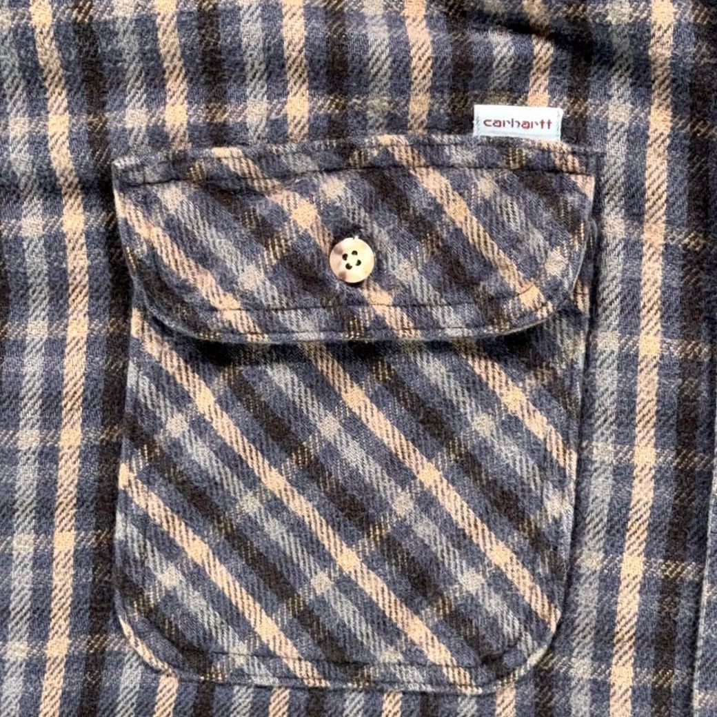 Carhartt VINTAGE Carhartt Shirt Adult 3XL XXXL Blue Brown Plaid Flannel Workwear USA 90s Size US XXL / EU 58 / 5 - 4 Thumbnail