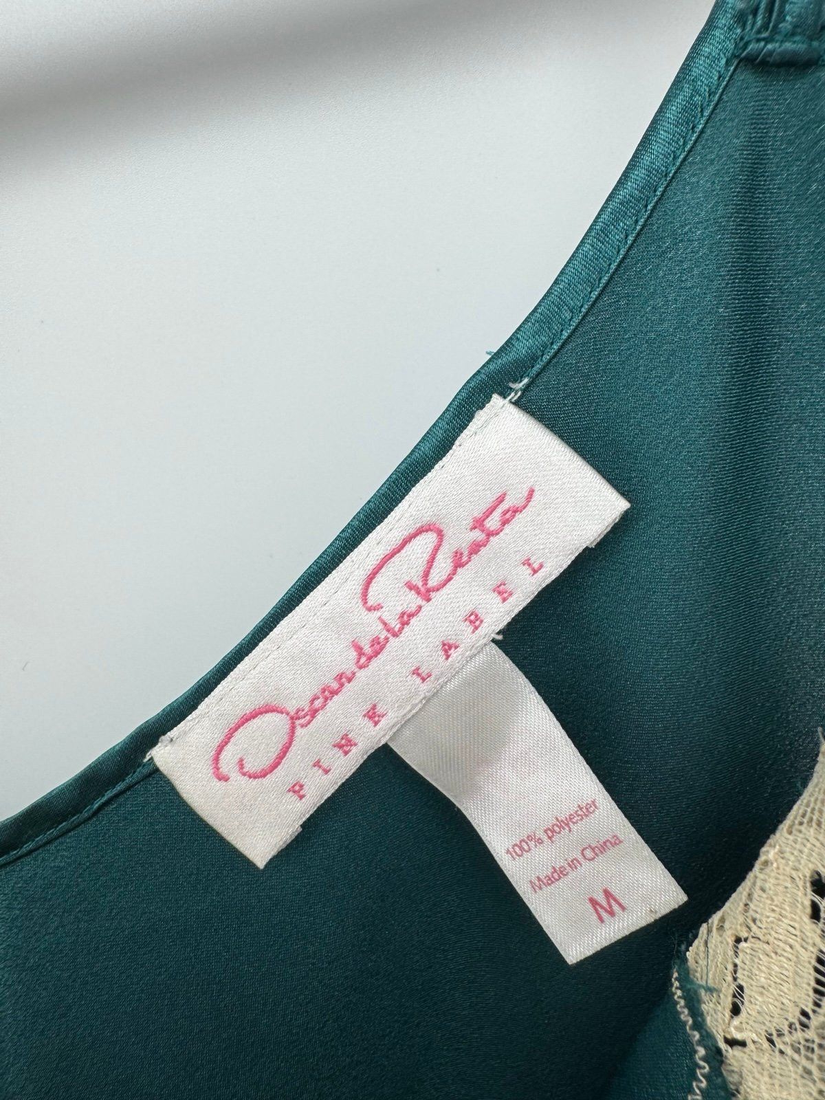 Oscar De La Renta Women's Oscar de la Renta Lingerie Camisole Green Lace Size Size M / US 6-8 / IT 42-44 - 2 Thumbnail