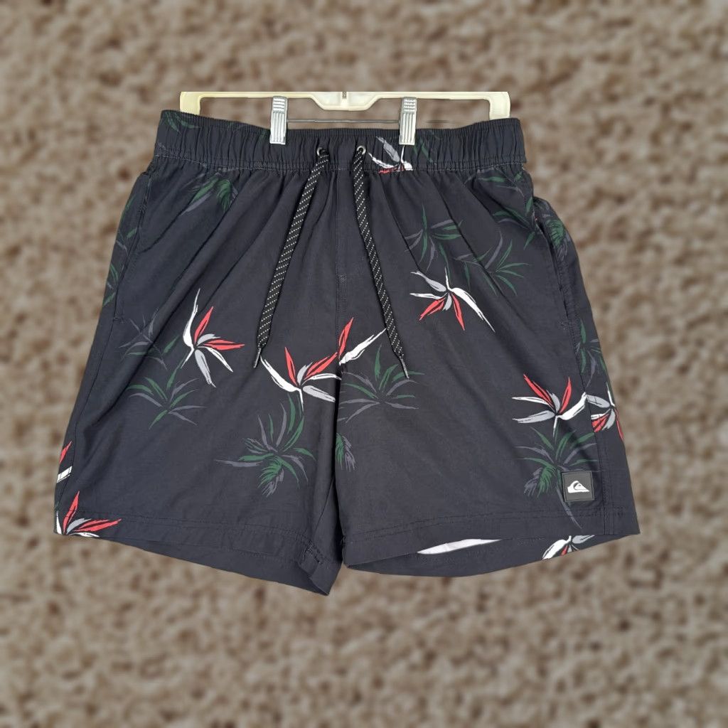 Quiksilver Quiksilver Bottom Adult Small Black Floral Lined Polyester Blend 32x8 Mens Size US 29 - 1 Thumbnail