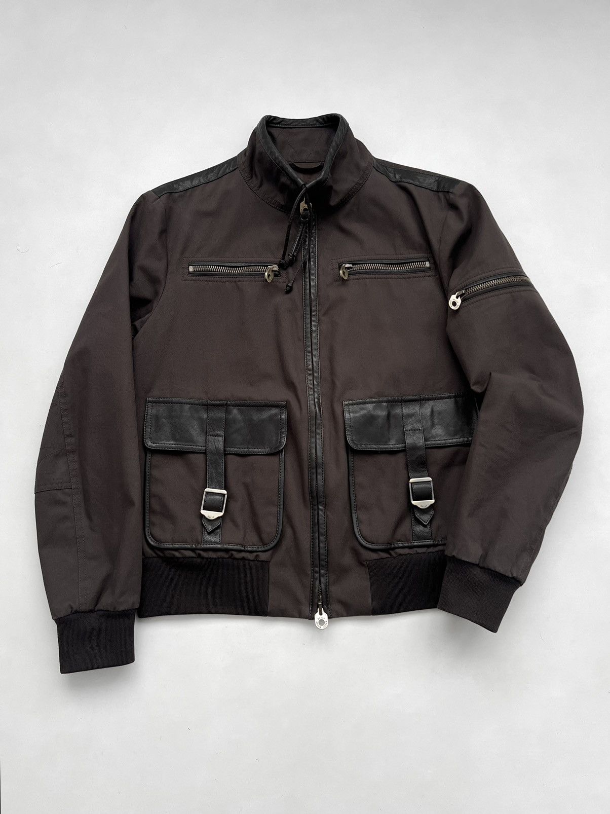 Bally Bally Canvas Leather Trimmed Brown Cargo Bomber Jacket Size US L / EU 52-54 / 3 - 5 Thumbnail