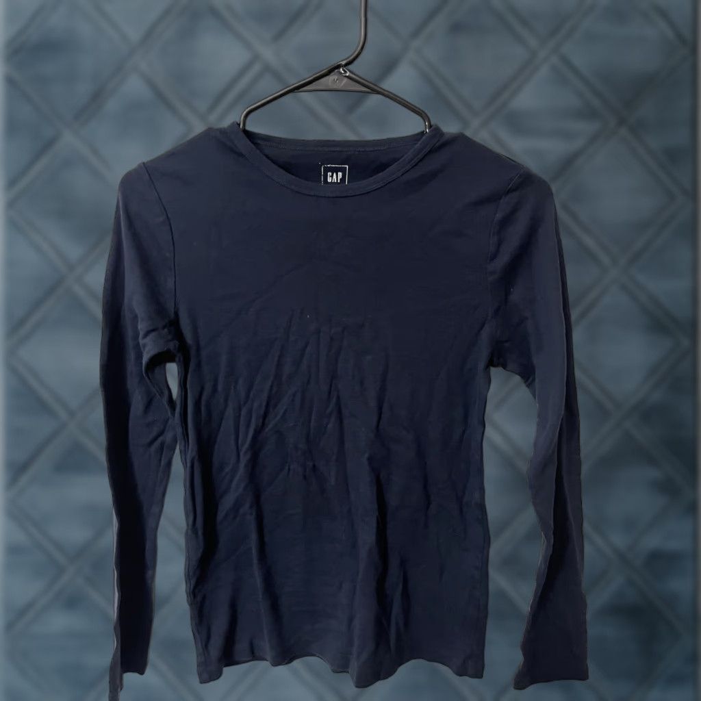 Gap VINTAGE Gap The Modern Tee Shirt Women L Navy Round Neck Long Sleeve Blue Stripe T-Shirt Womens L Size L / US 10 / IT 46 - 1 Thumbnail