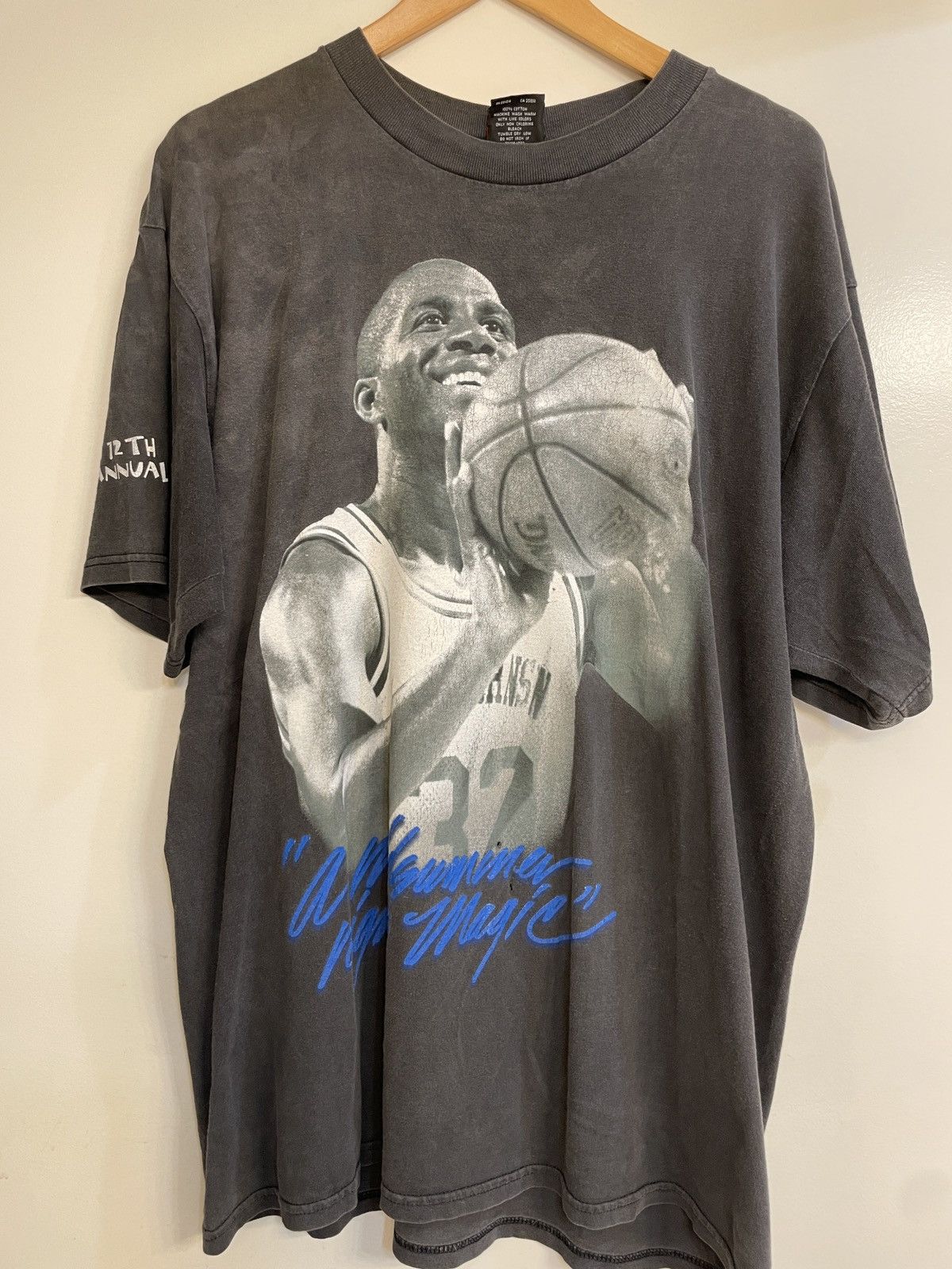 image of Vintage Magic Johnson Big Face All Star Game T Shirt XL in Grey, Men's