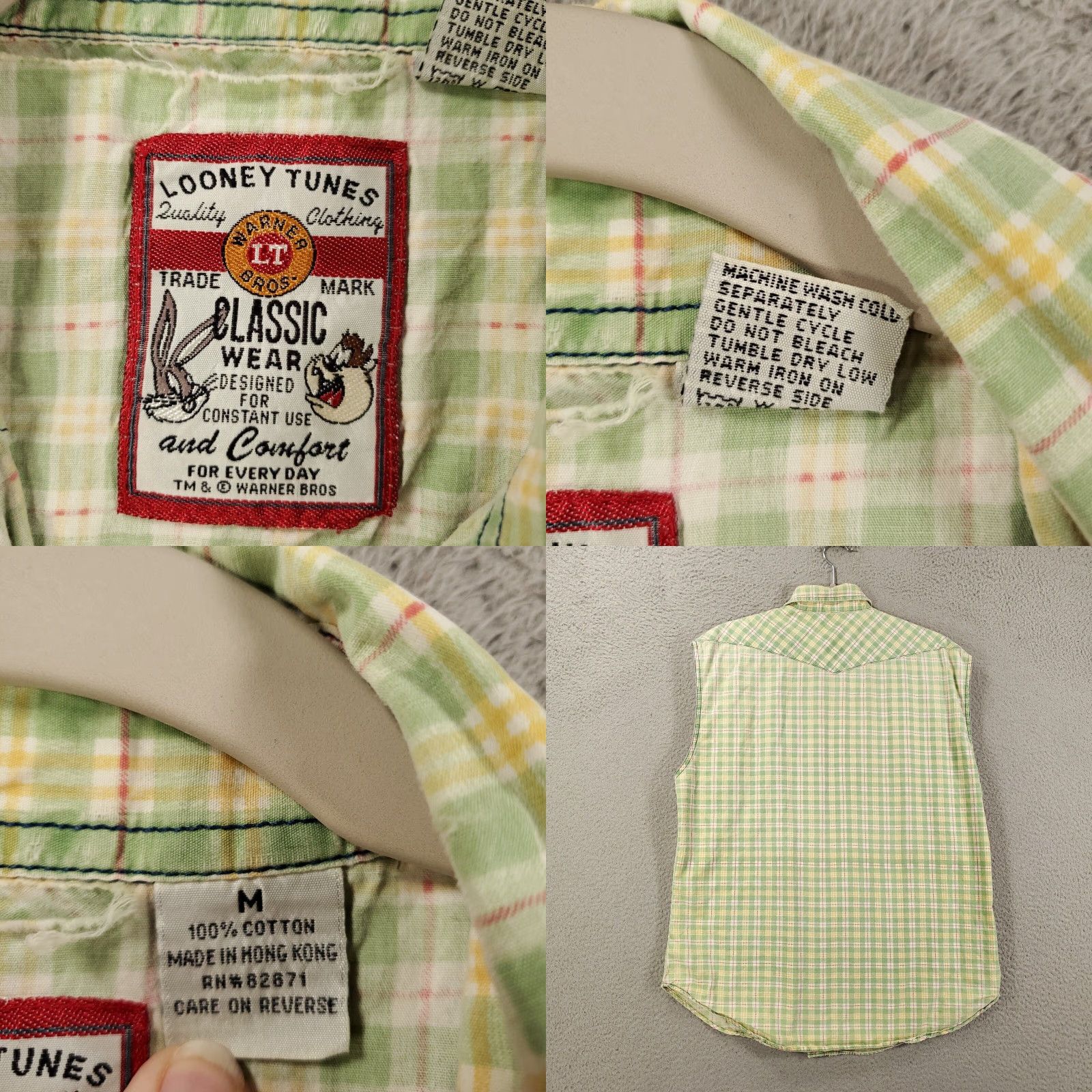 Vintage Vintage Looney Tunes Tazmanian Devil Shirt Mens M Taz Boy At Your Service Plaid Embroidered Button-Up Collared 90s Cartoon Casual Size US M / EU 48-50 / 2 - 8 Thumbnail