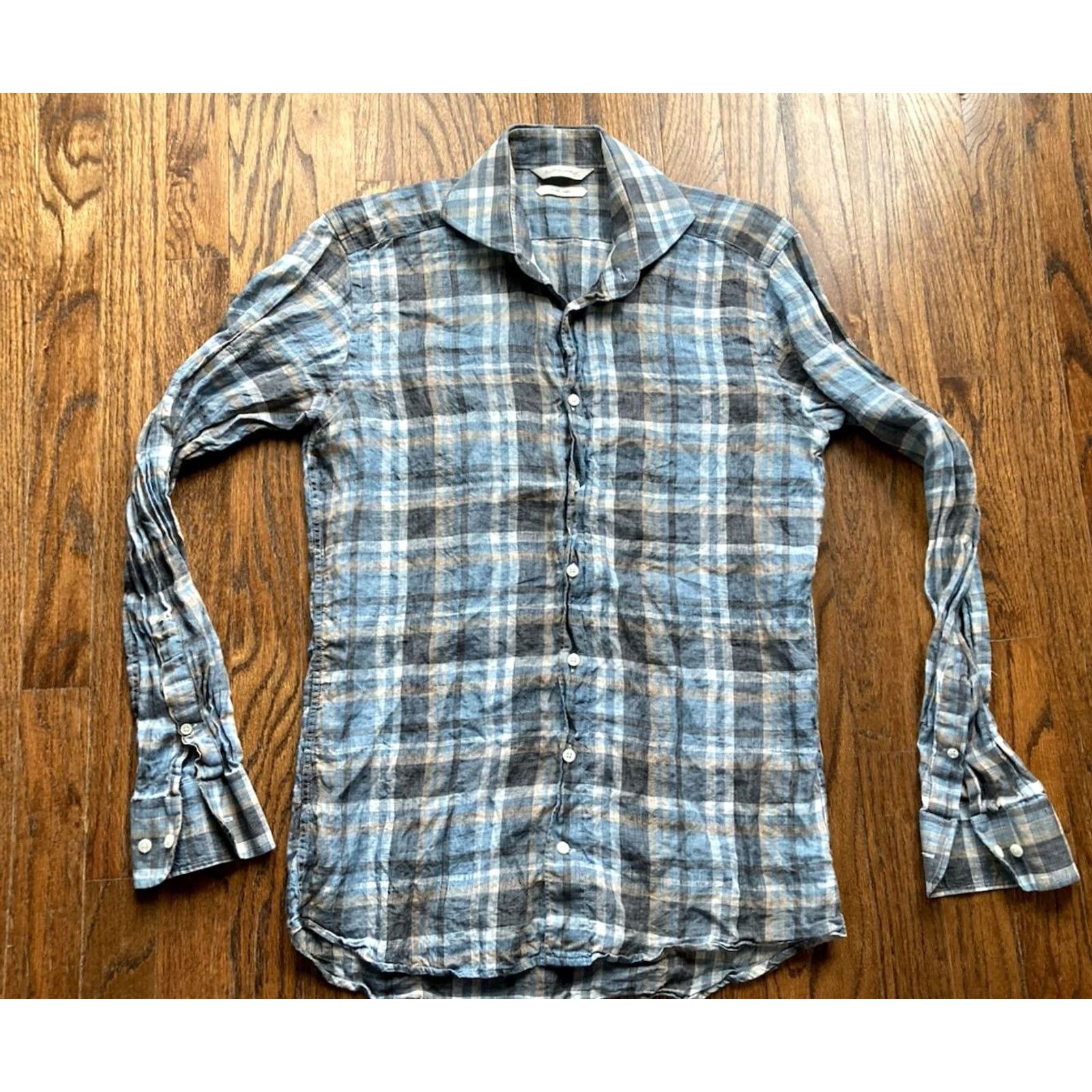 Suitsupply Suitsupply Linen Shirt Mens 14.5 14.5 Plaid Button Up Long Sleeve Dress Shirt Men Multicolor Linen Shirt Size 40R - 2 Thumbnail