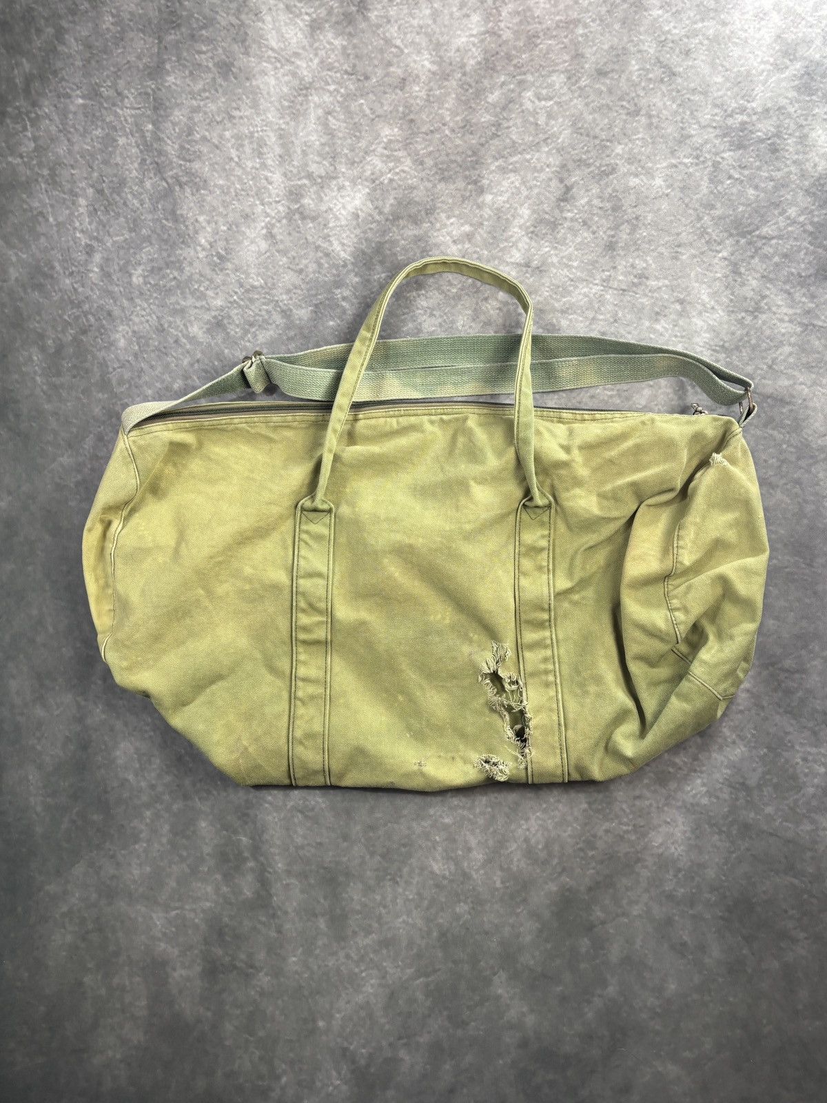 Vintage Vintage Military Duffle Bag Army Green Canvas Laundry Sling Size ONE SIZE - 14 Thumbnail