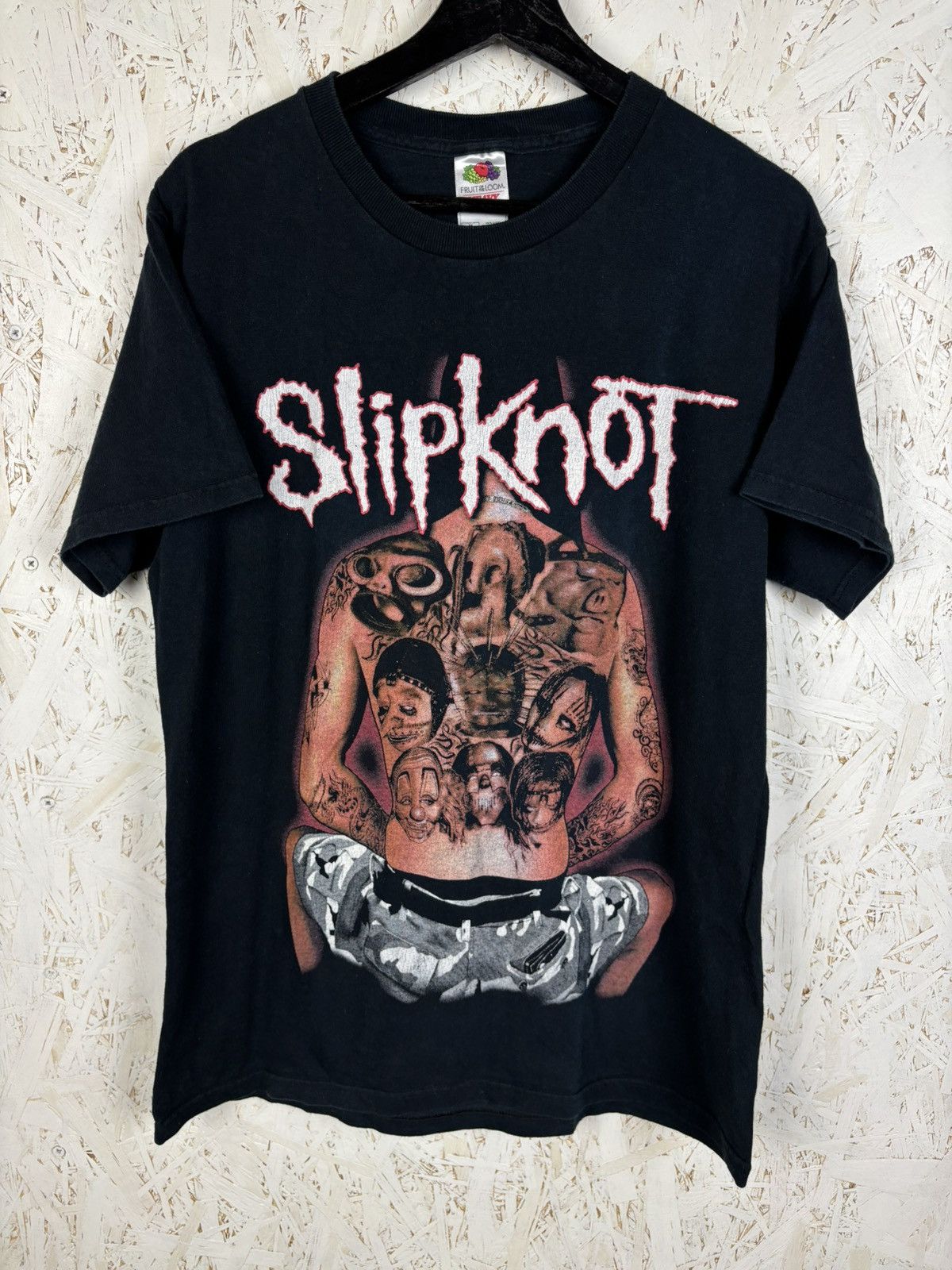 Early 00s Slipknot Back Tattoo Metal Band T-Shirt Black M