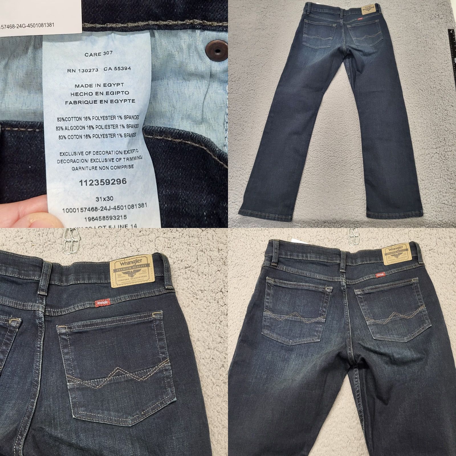 Wrangler Wrangler Jeans Mens 31x30 Five Star Premium Straight Fit Stretch Banks Blue Denim Jeans Regular Mens 31 Blue Cowboy USA 5-Pocket Design Size US 31 - 9 Thumbnail
