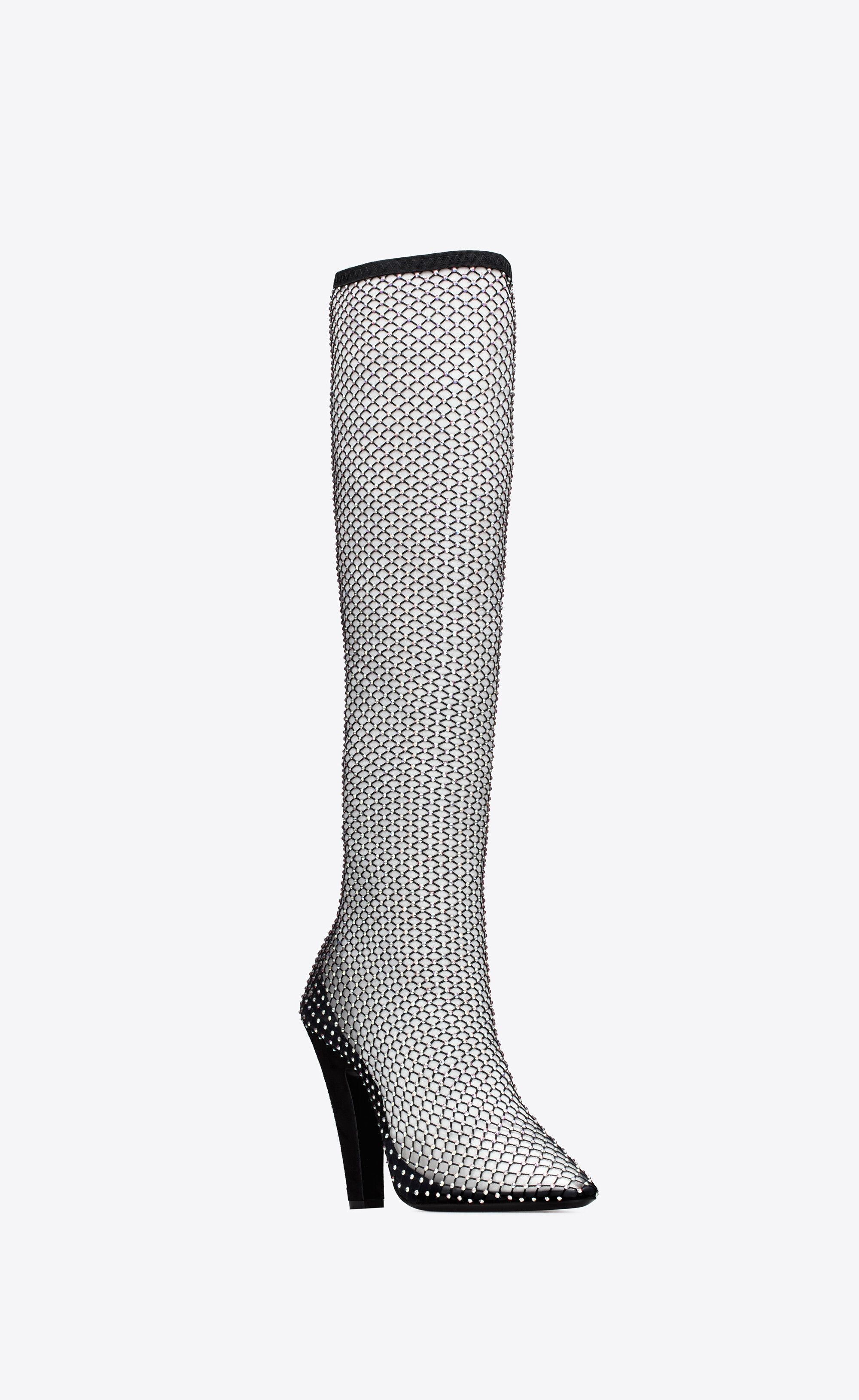 Saint Laurent Paris o1s1wg110225 688825 68 Boots Mesh With Rhinestones Size US 6.5 / IT 36.5 - 5 Thumbnail
