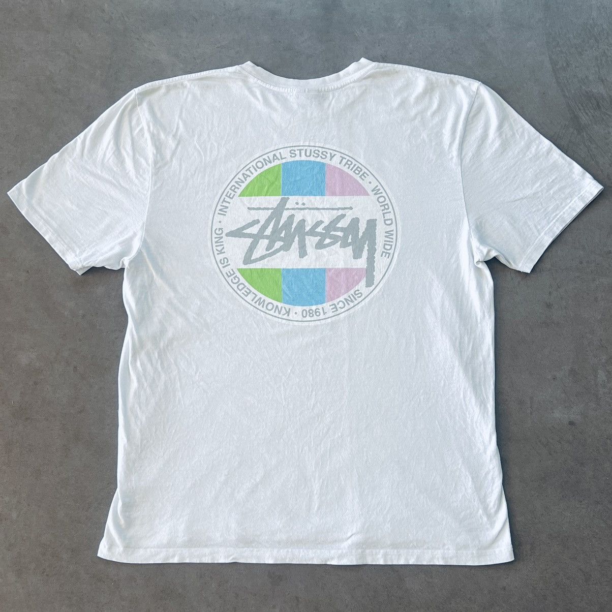 Stussy 🎱 CLASSIC DOT PIGMENT DYED T-SHIRT - Y2K GRAPHIC + STICKER Size US L / EU 52-54 / 3 - 9 Thumbnail