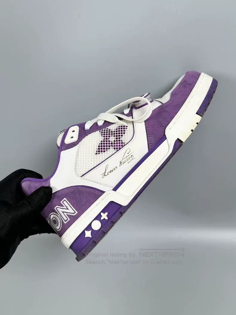 Louis Vuitton Louis Vuitton White and Purple Velcro Trainer Casual Shoes Size US 7 / EU 40 - 5 Thumbnail