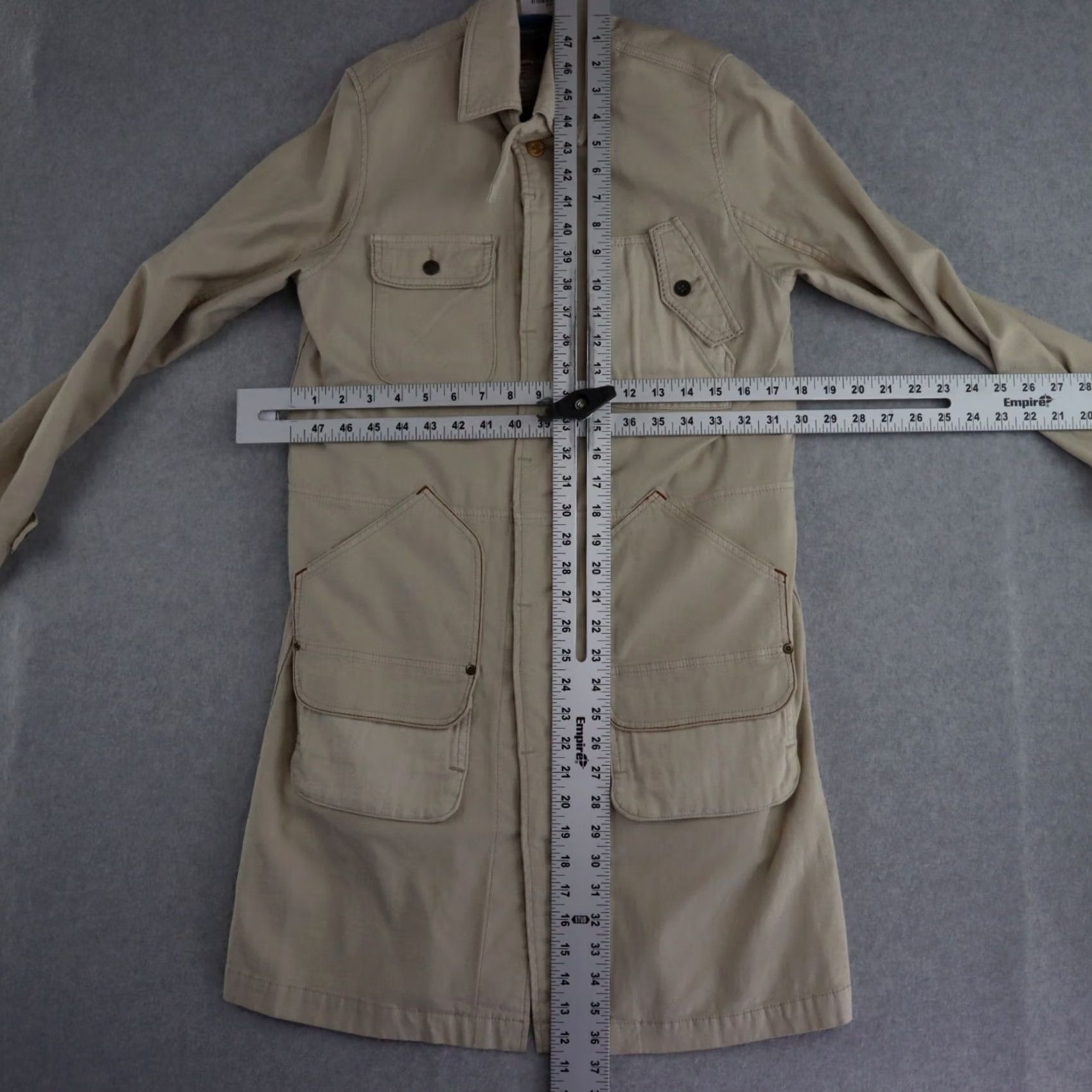 Sugar Cube Sugar Womens Coat Beige Medium Long Coat w Pockets Size M / US 6-8 / IT 42-44 - 3 Thumbnail