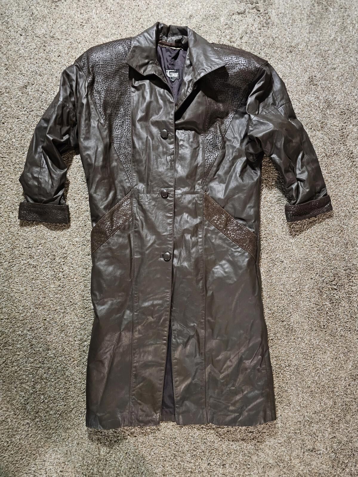 Coming Soon Comint Argentina Long Trench Style Brown Leather Jacket S Size S / US 4 / IT 40 - 1 Thumbnail