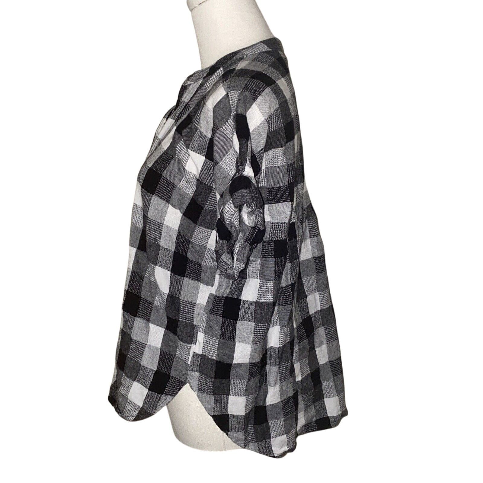 Madewell Madewell Women Black White Cotton Short Sleeve Blouse Small Size S / US 4 / IT 40 - 4 Thumbnail
