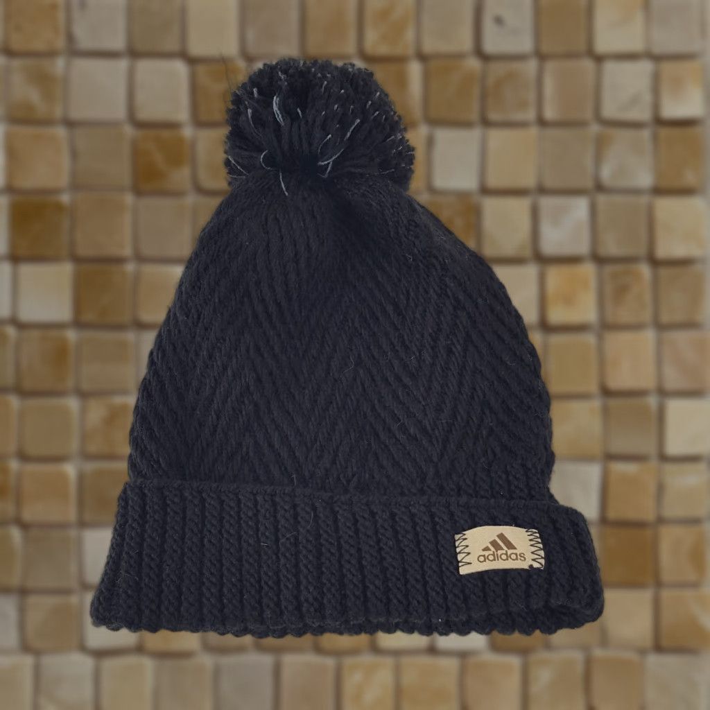 Adidas VINTAGE Adidas Beanie Knit One Size Black 3 Stripe Logo Winter Hat 90s Retro Mens Size ONE SIZE - 1 Thumbnail