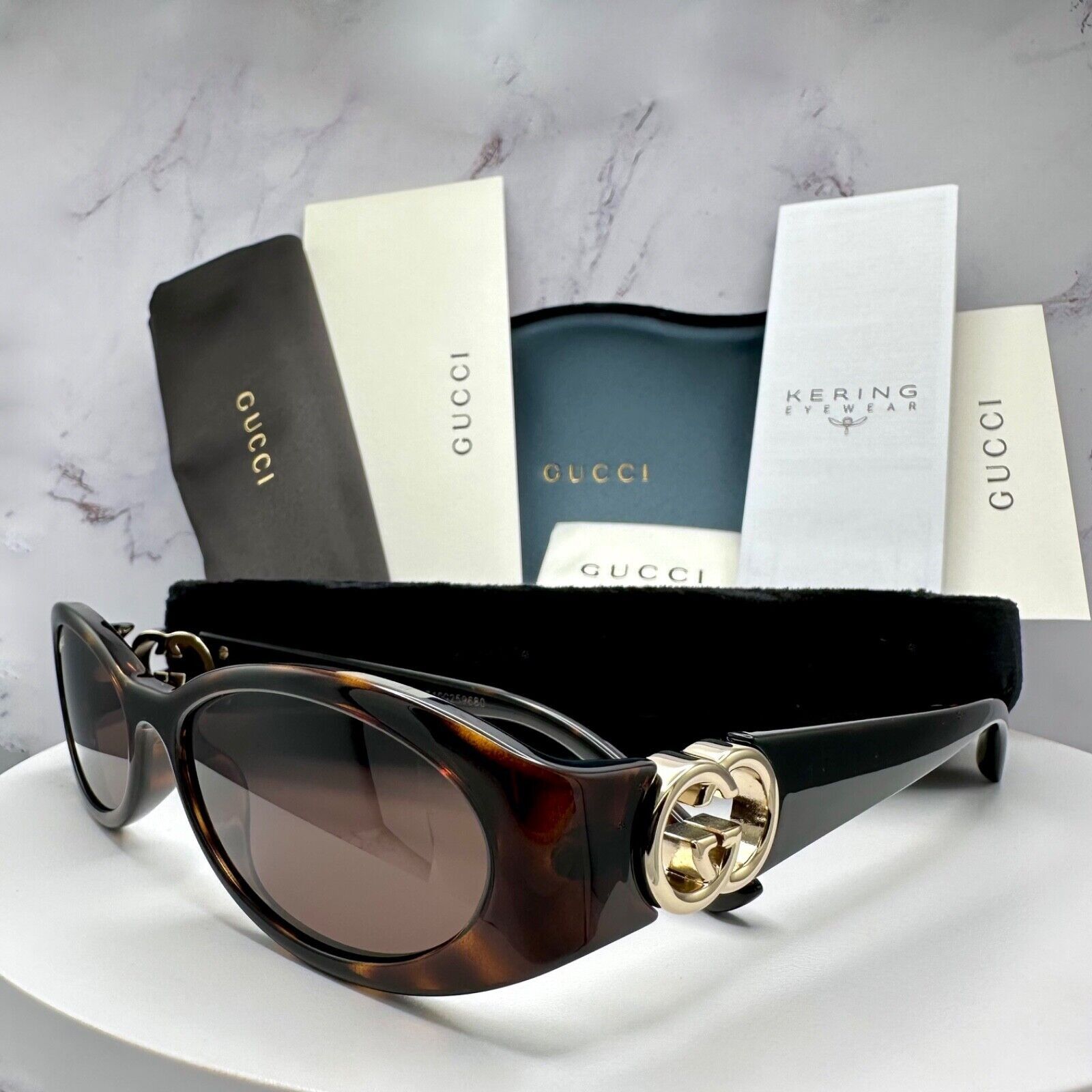 Gucci New Gucci Sunglasses Brown Tortoise Hailey Bieber Collab Size ONE SIZE - 4 Thumbnail