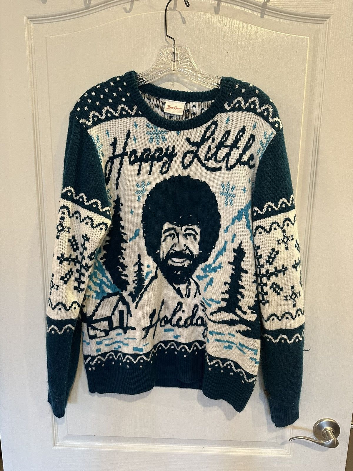Ugly christmas sweater bob ross sales