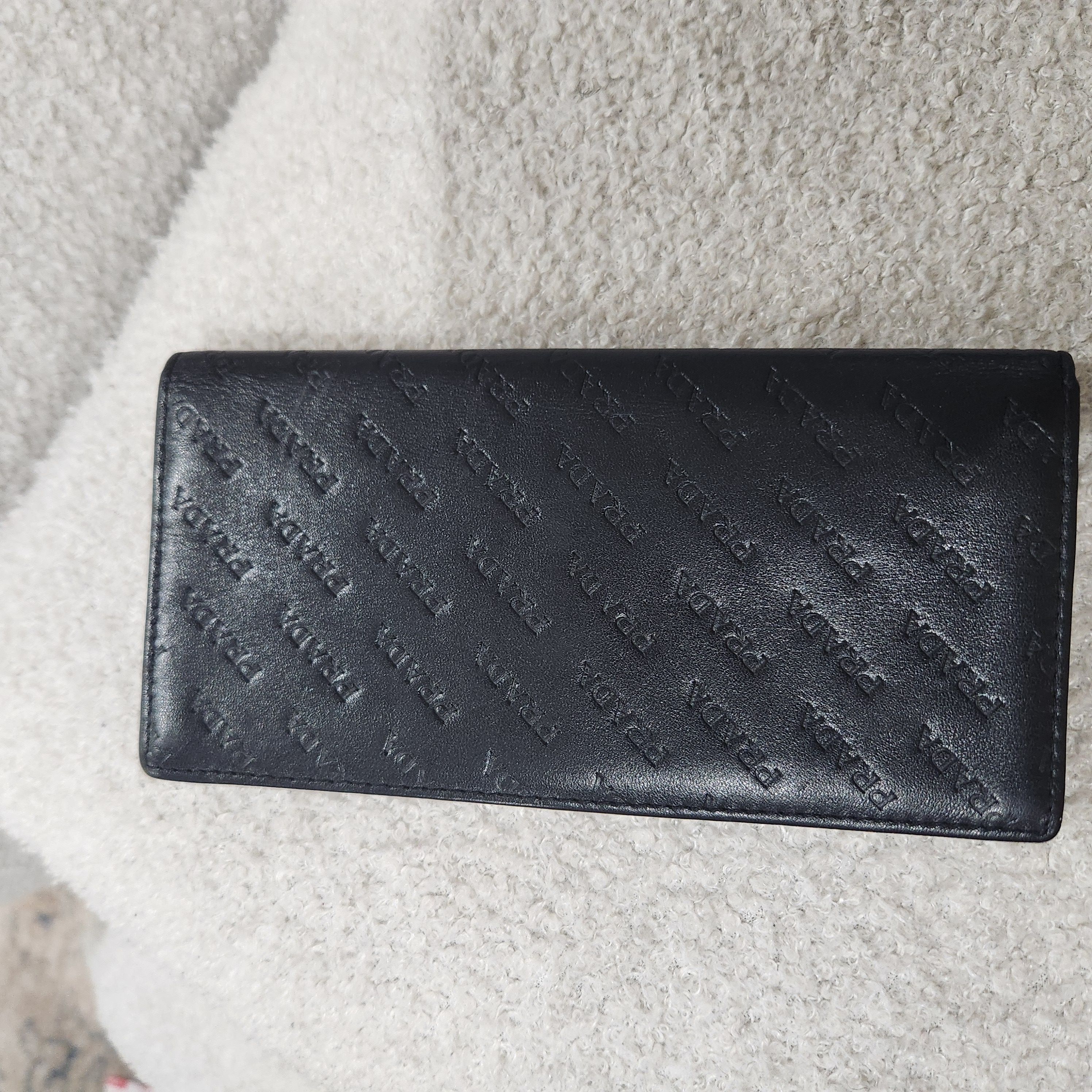 image of Prada Leather Long Wallet in Black, Men's