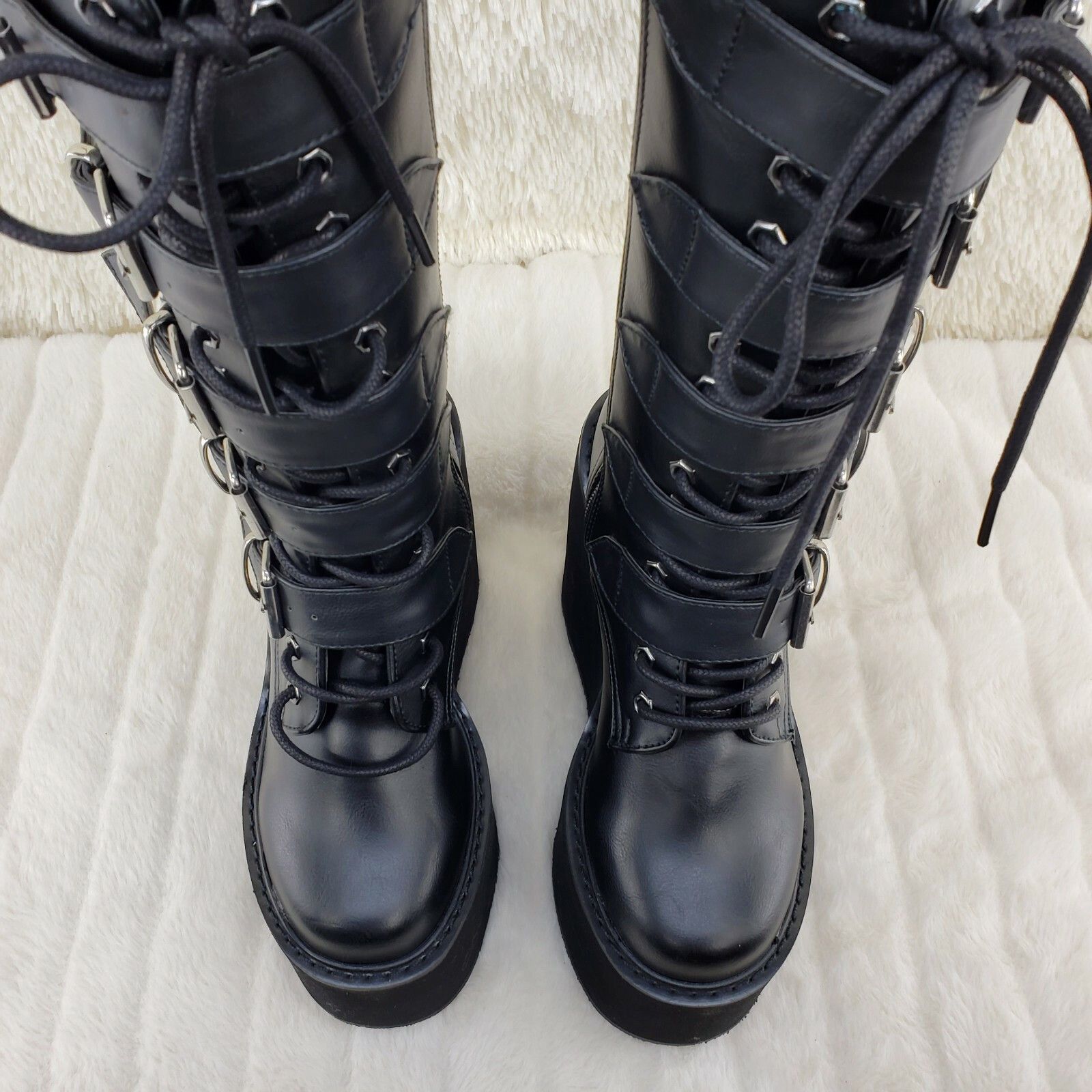 Demonia Cult DEMONIA Swing 220 Black Matte Multi Buckle Goth Mid-Calf Boo Size US 11 / IT 41 - 5 Thumbnail