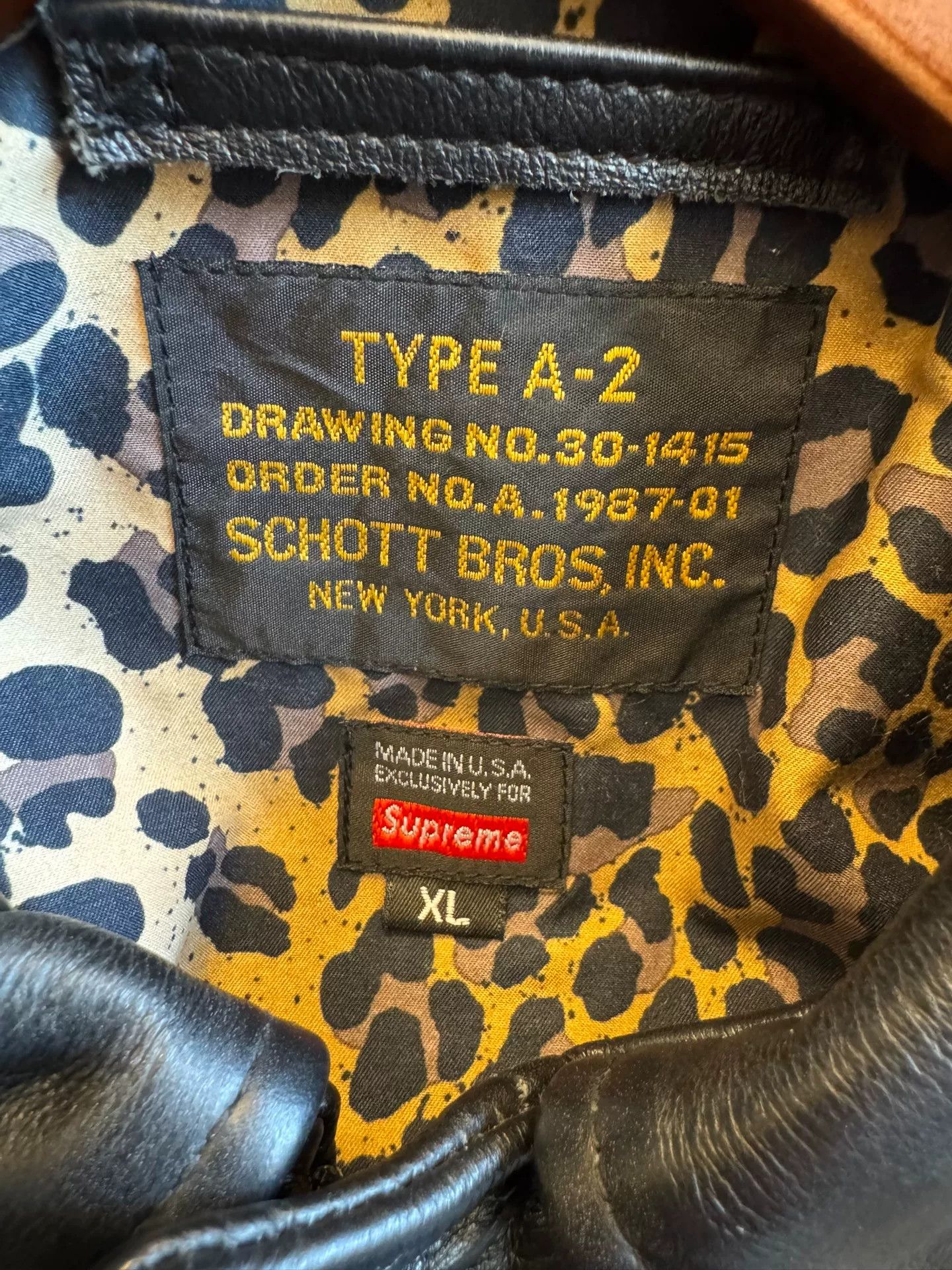 Supreme Supreme x Schott Leopard Lined Leather A-2 Jacket Size US XL / EU 56 / 4 - 3 Thumbnail