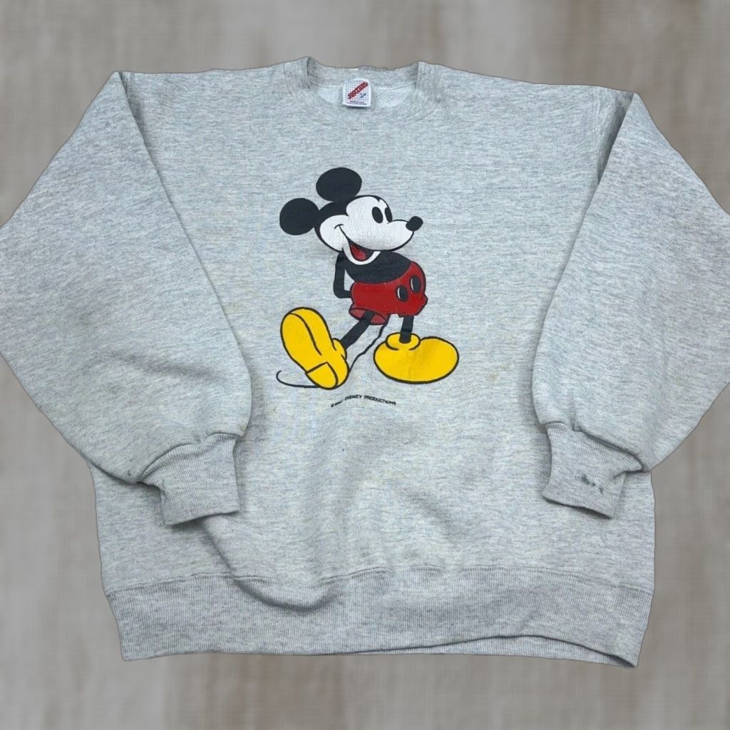 Jerzees VINTAGE Disney Sweatshirt Men Large Gray Crew Neck Sweater USA 80s 90s Mickey Size US XL / EU 56 / 4 - 1 Thumbnail