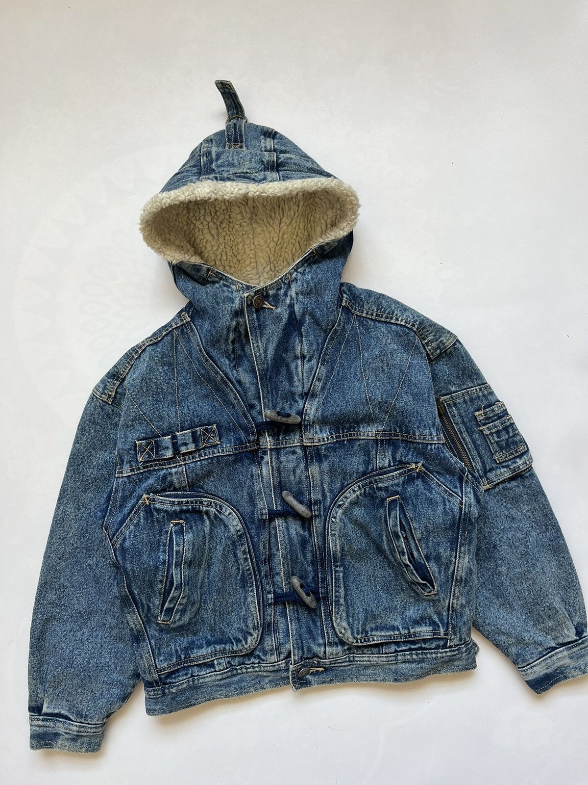 Vintage Vintage Fighting Spirit Sherpa Hooded Bomber Jacket Size S / US 4 / IT 40 - 9 Thumbnail