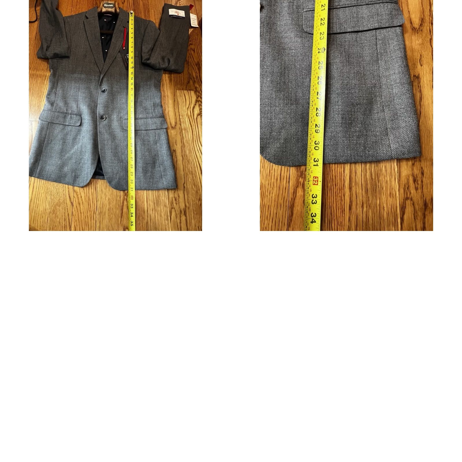 Tommy Hilfiger Tommy Hilfiger Sport Coat Jacket Gray 40 L Modern Fit Notch Lapel Double-Vented Plaid Wool Blend Formal Casual Mens Regular Blazer Coat Size 40R - 10 Thumbnail