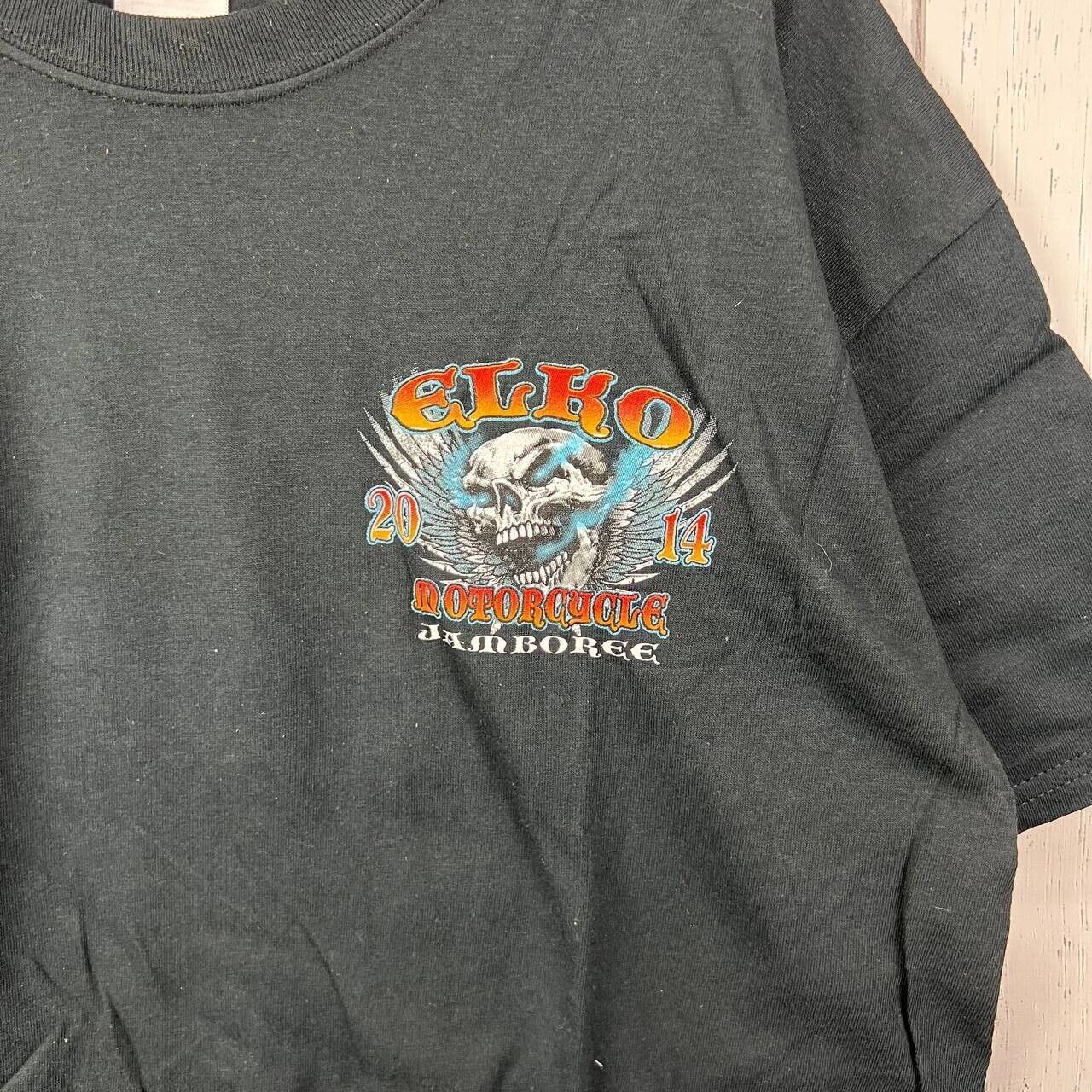Gildan Vintage Elko Motorcycle Jamboree 2014 L Gildan T-Shirt Size US L / EU 52-54 / 3 - 4 Thumbnail