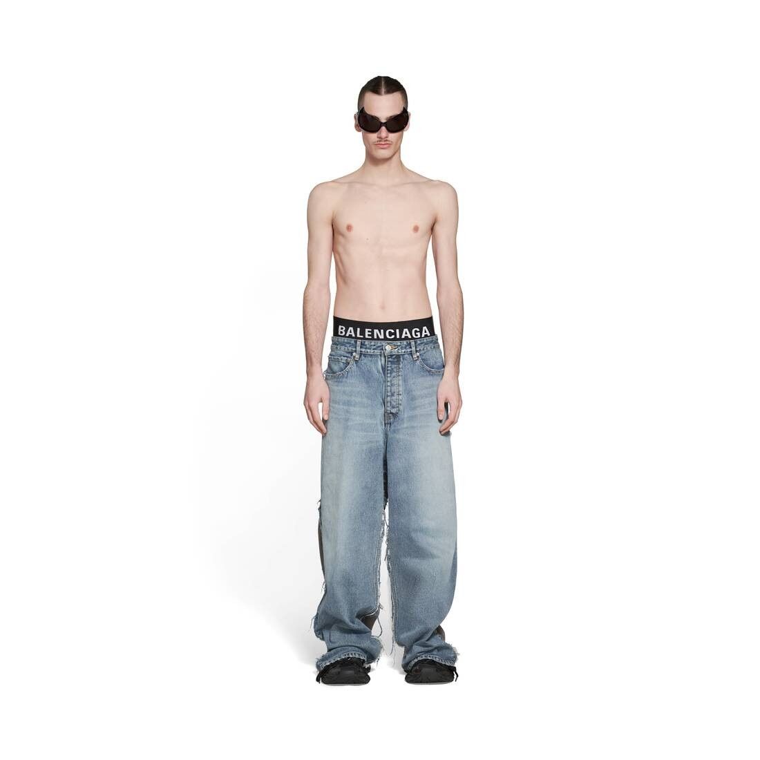 Balenciaga o1s1rm0825 Hybrid Baggy Pants in Blue Size US 32 / EU 48 - 2 Thumbnail