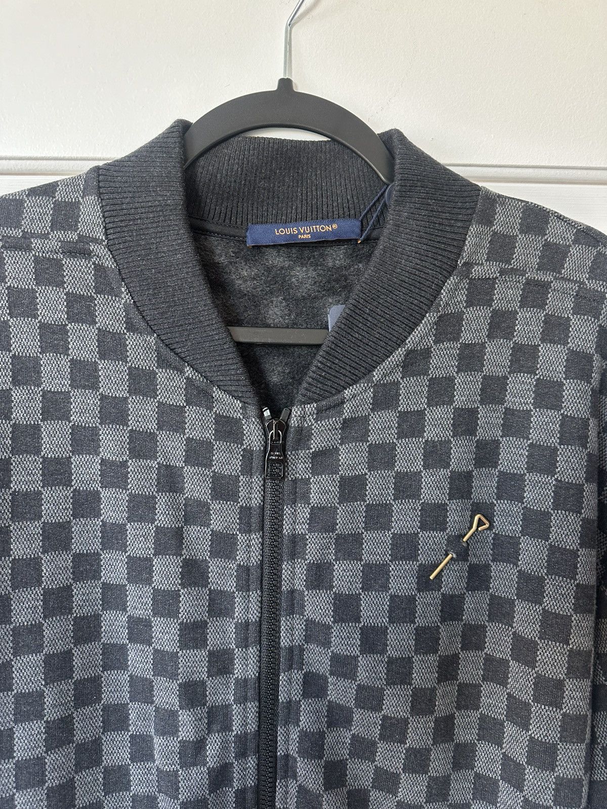 Louis Vuitton Louis Vuitton Damier Black/Gray Jacquard Zip-up Bomber Size US XL / EU 56 / 4 - 4 Thumbnail