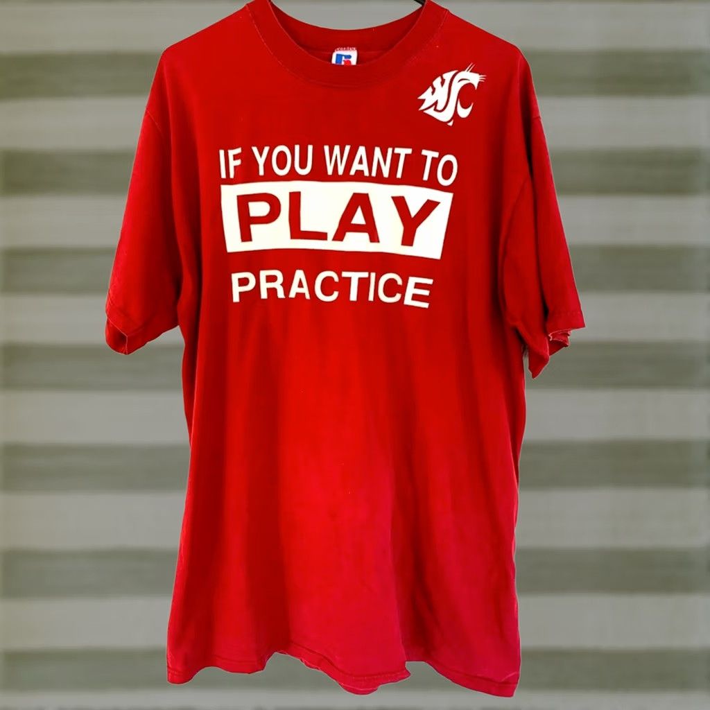 Russell Athletic VINTAGE Washington State Cougars Team Issued WORN Russell Athletic Drew Bledsoe Shirt XL Mens Red Size US XL / EU 56 / 4 - 1 Thumbnail