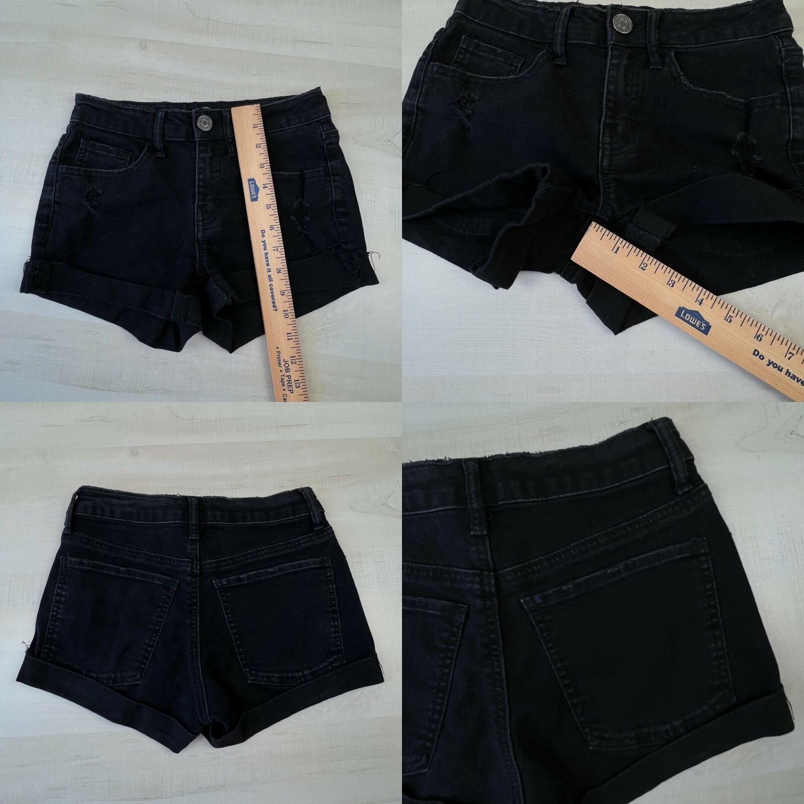 Vintage SO Womens Junior High Rise Distressed Denim Shorts Black Size 25" / US 0 / IT 36 - 8 Thumbnail