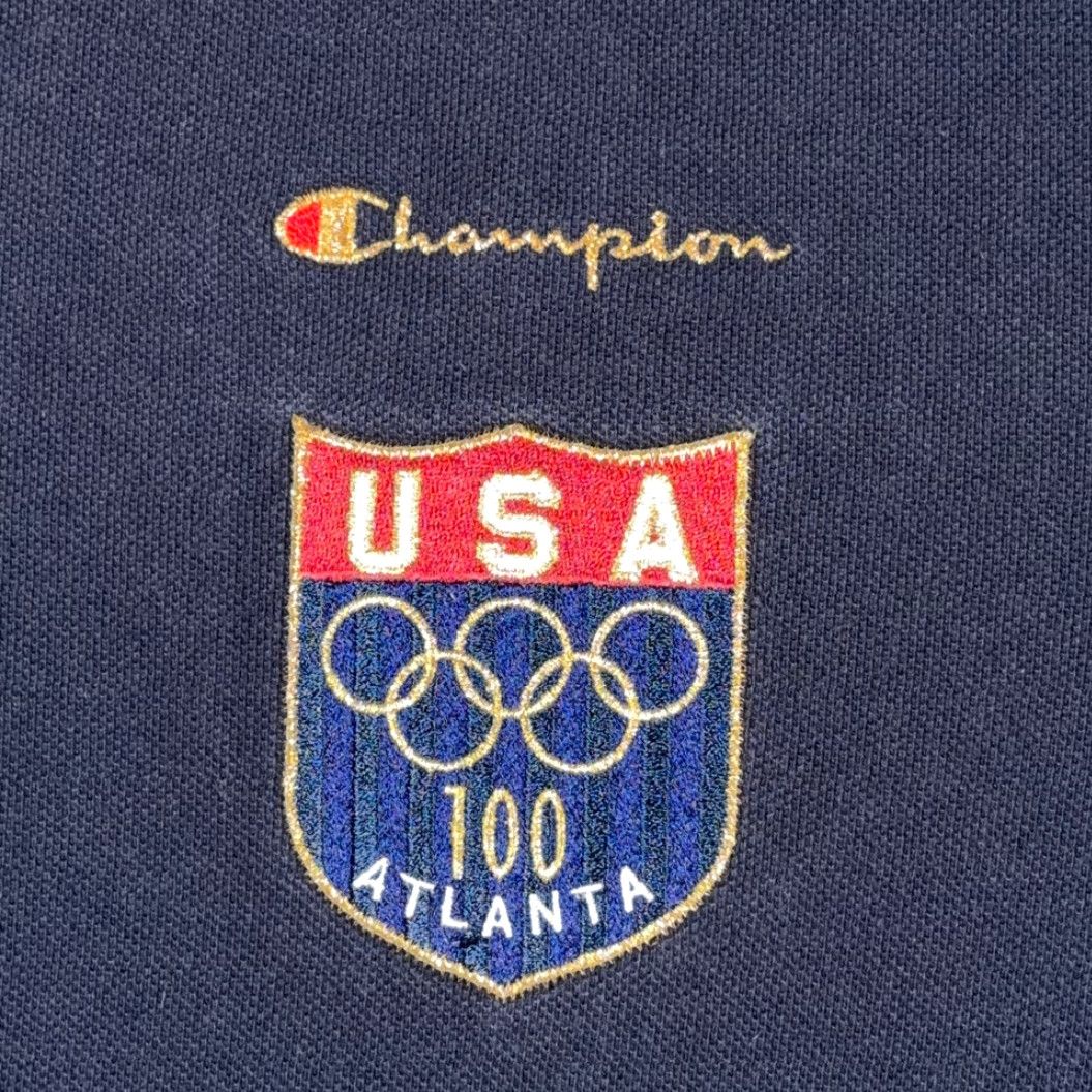 Champion VINTAGE Champion Atlanta USA Olympics Polo Shirt Men Large Blue 90s Embroidered Logo Shirt Mens Size US L / EU 52-54 / 3 - 5 Thumbnail