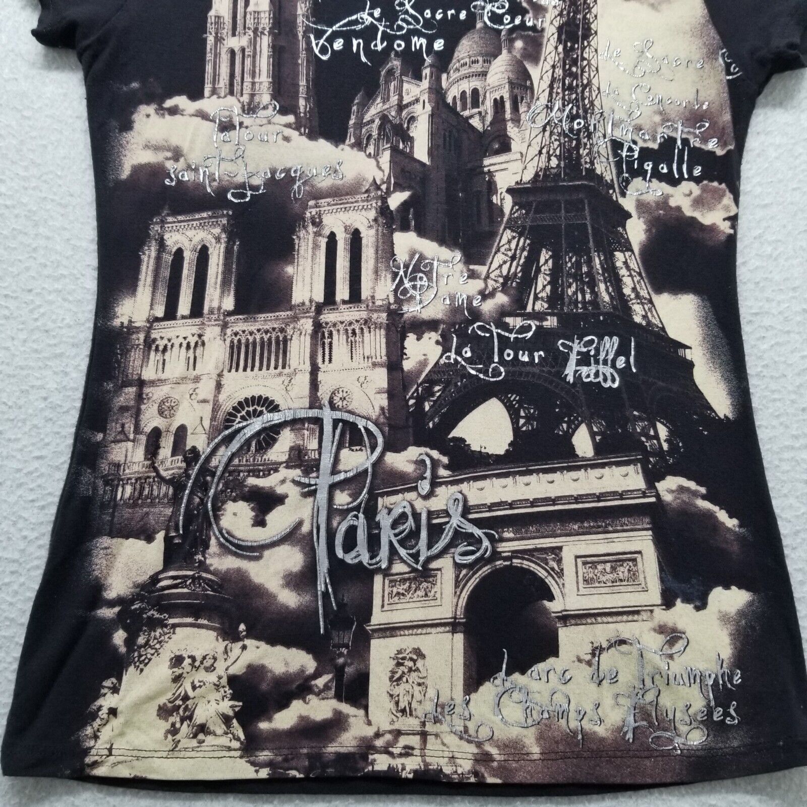 Other Hello Paris Shirt Womens 3 Black Crew Neck Short Sleeve Size S / US 4 / IT 40 - 5 Thumbnail