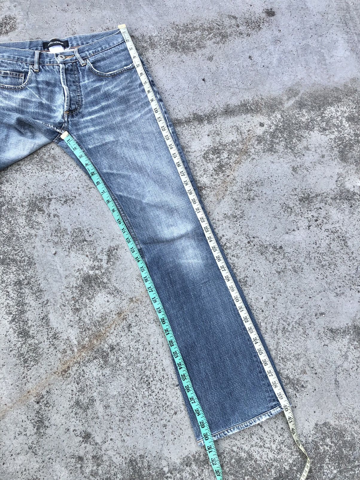 Japanese Brand FLARED⚡️⚡️INED HOMME WASHED BLUE DENIM Size US 30 / EU 46 - 10 Thumbnail