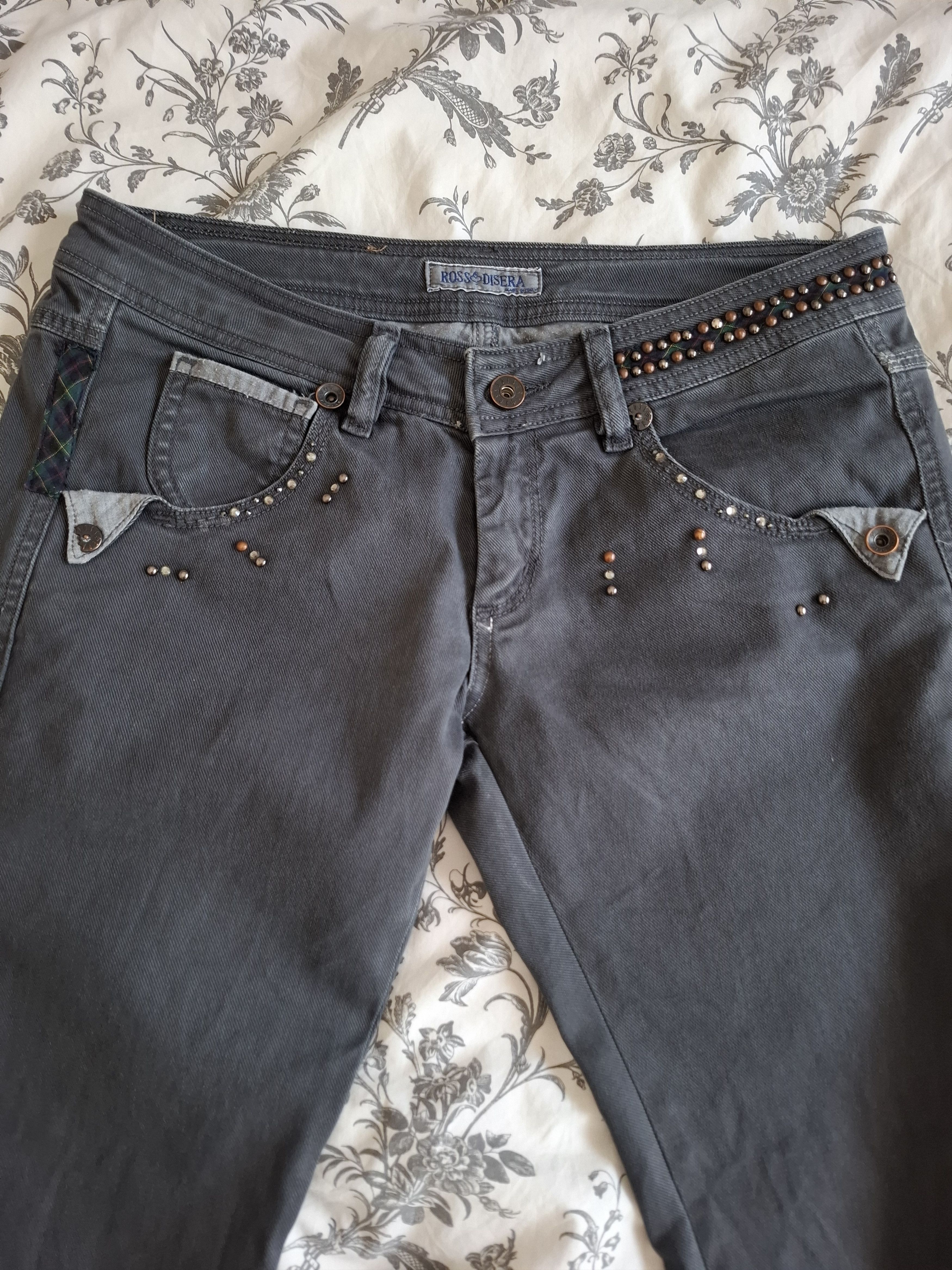 Vintage 🇮🇹Rossodisera Embroidered Graphic Distressed Jeans Size 30" / US 8 / IT 44 - 4 Thumbnail