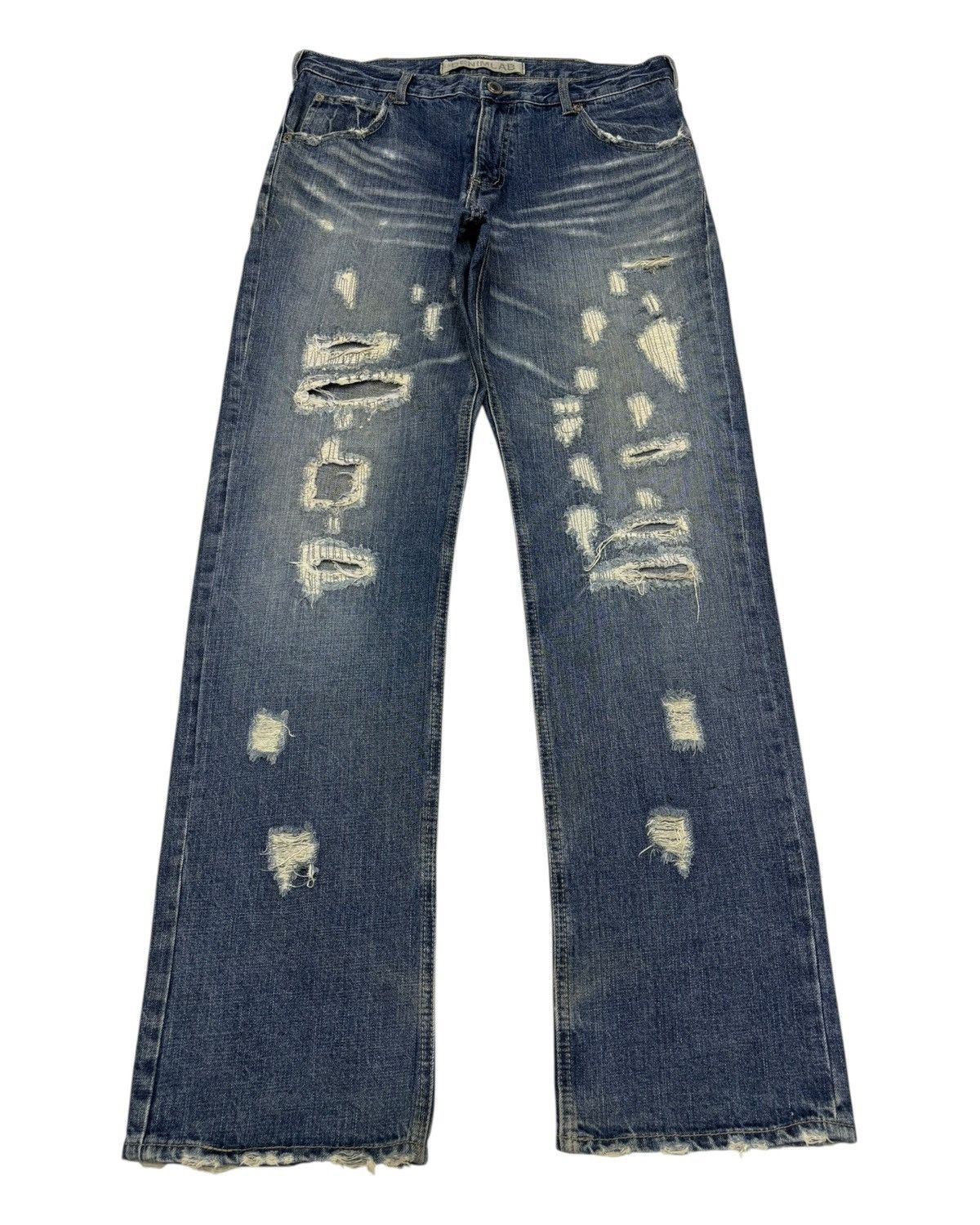 Le Grande Bleu (L.G.B.) Vintage Japanese Denim Lab Distressed Denim Loose Baggy Jean Size US 34 / EU 50 - 1 Thumbnail